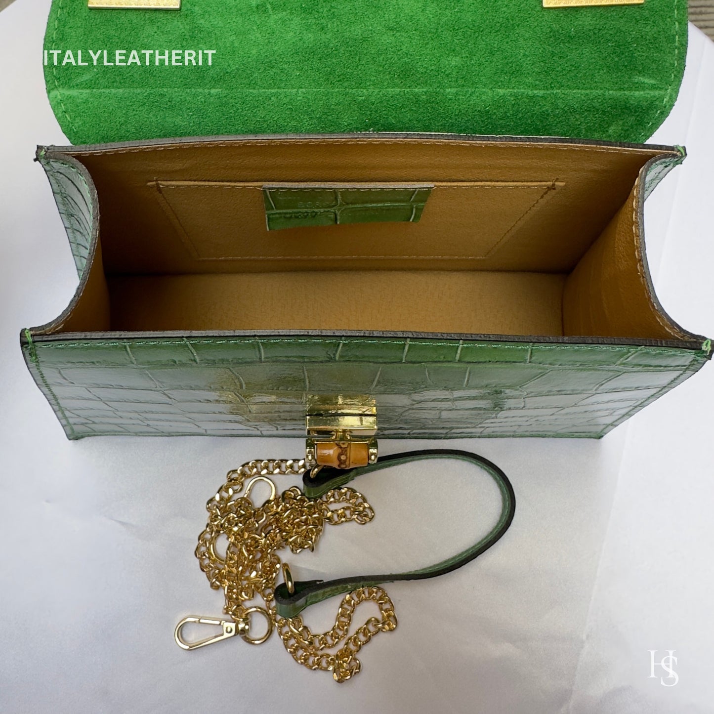 Italian Handmade Leather Bags For Women l l Elegant Leather Tote From Florence, made in Italy, Green leather tote
