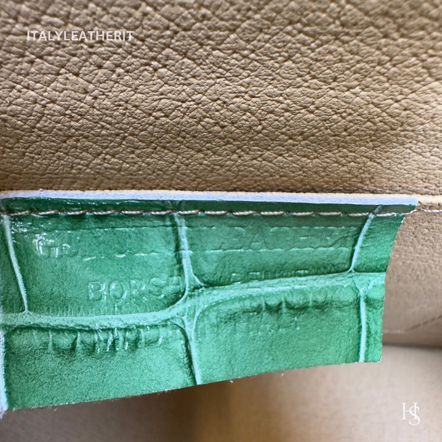 Italian Handmade Leather Bags For Women l l Elegant Leather Tote From Florence, made in Italy, Green leather tote