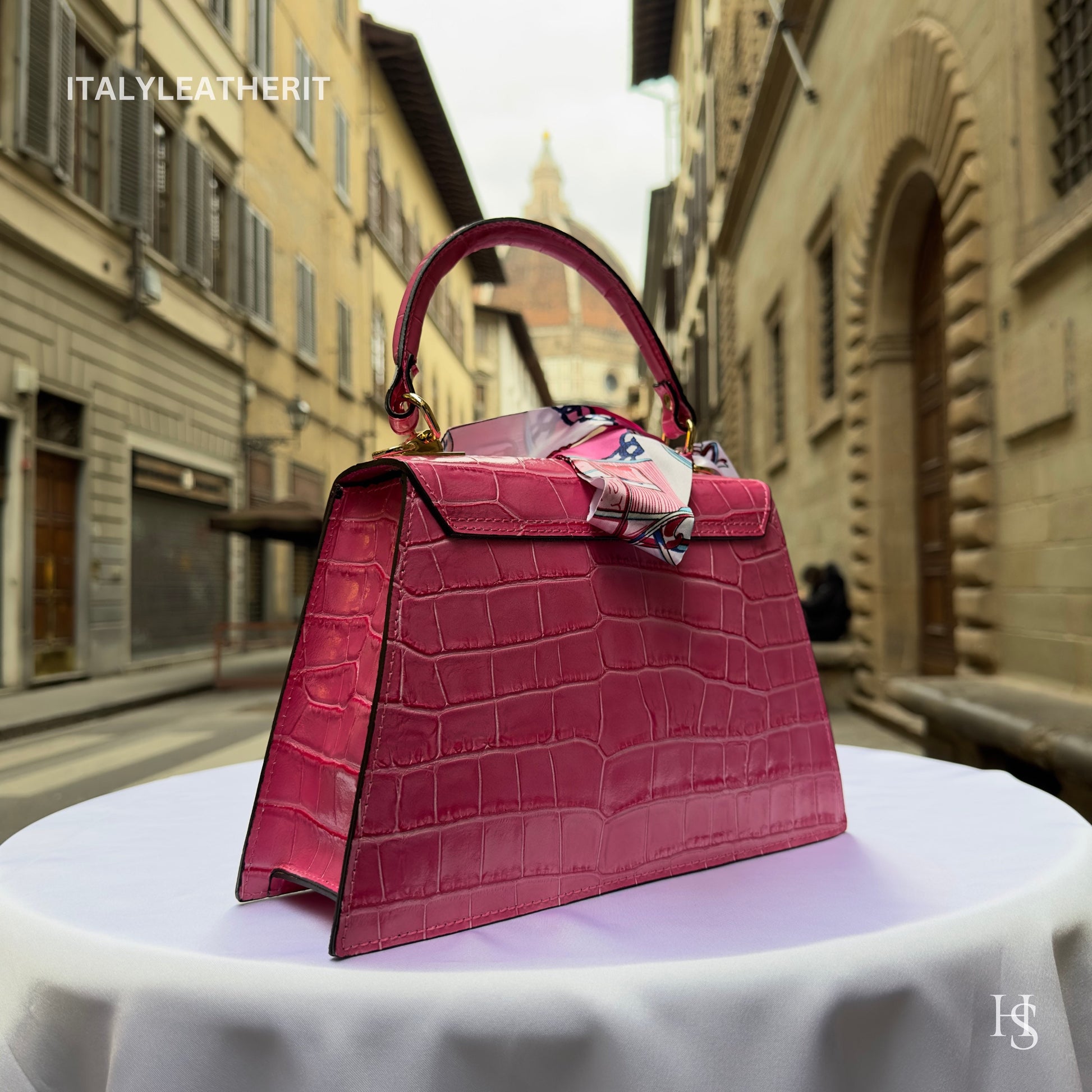 Italian Handmade Leather Bags for Women | Elegant Leather Tote from Florence | Pink Leather Tote