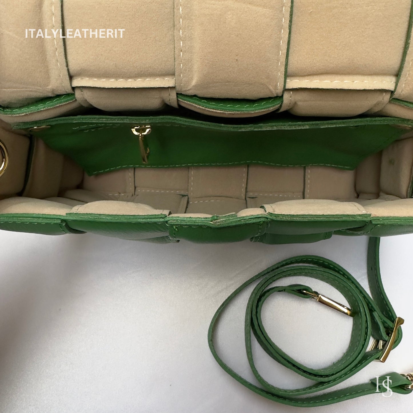 Italian Handmade Leather Bags For Women | Elegant Green Soft Leather Crossbody Bag From Florence, perfect gift for her