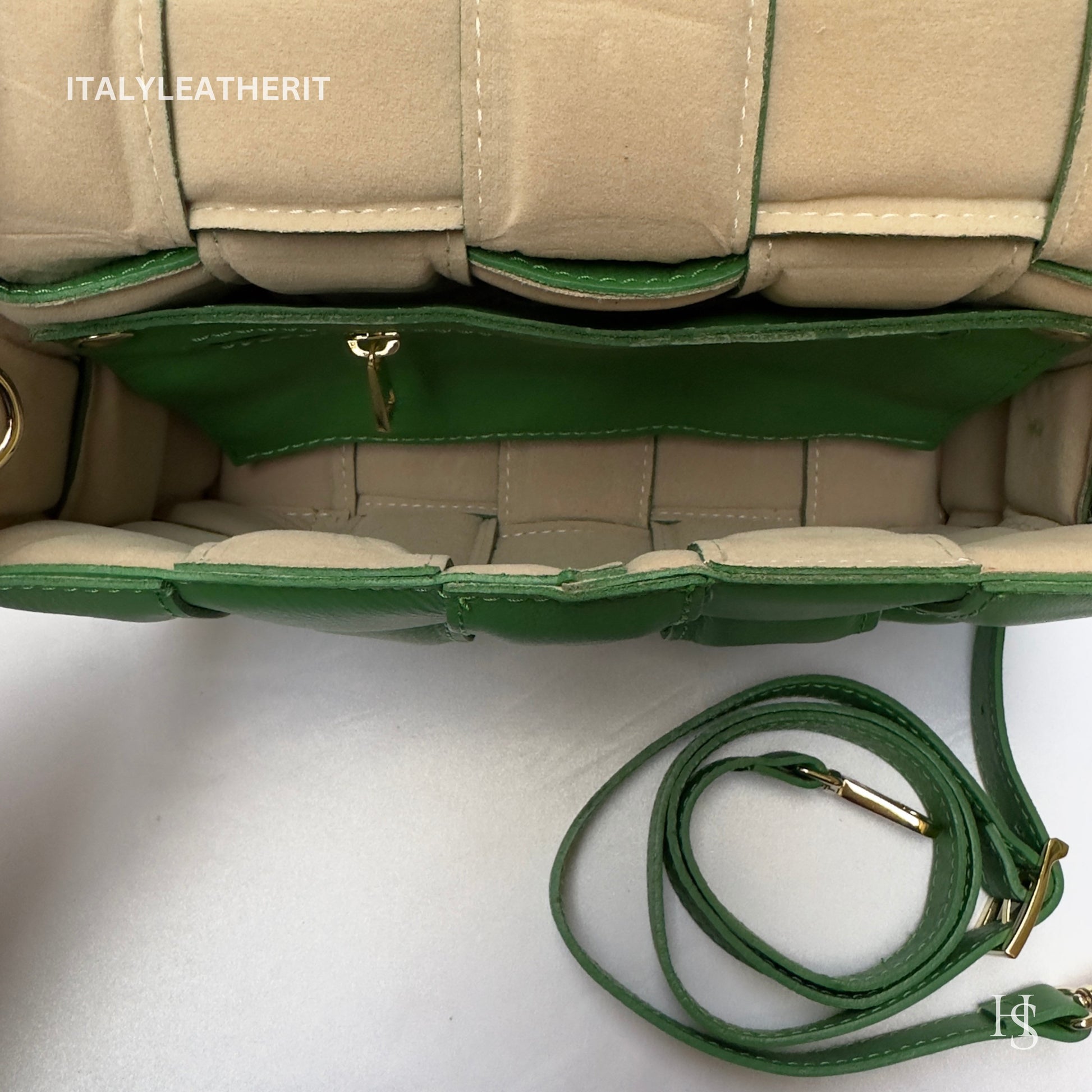 Italian Handmade Leather Bags For Women | Elegant Green Soft Leather Crossbody Bag From Florence, perfect gift for her