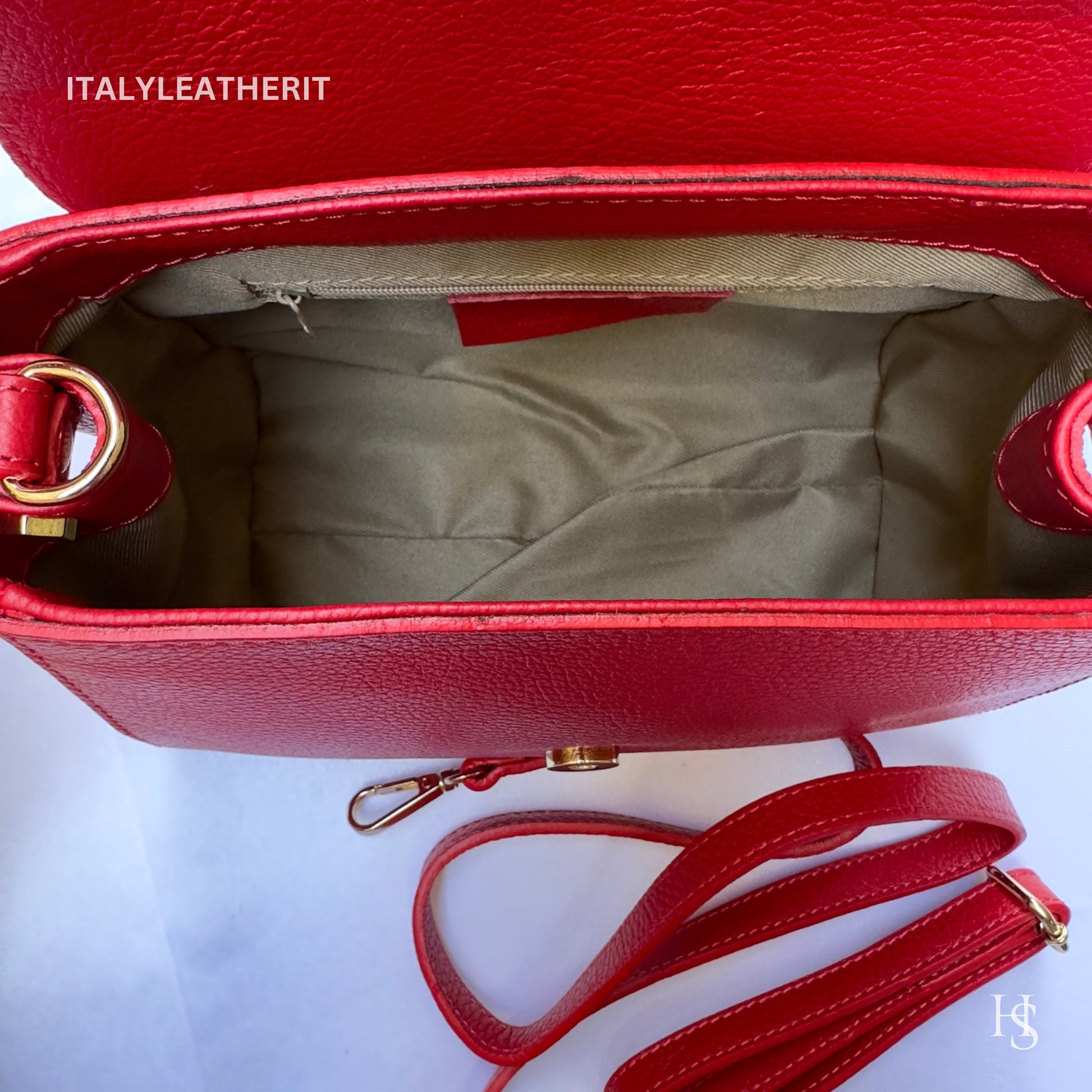 Italian Handmade Leather Bags For Women | Elegant Red Leather Handbag From Florence | Premium Italian Craftsmanship