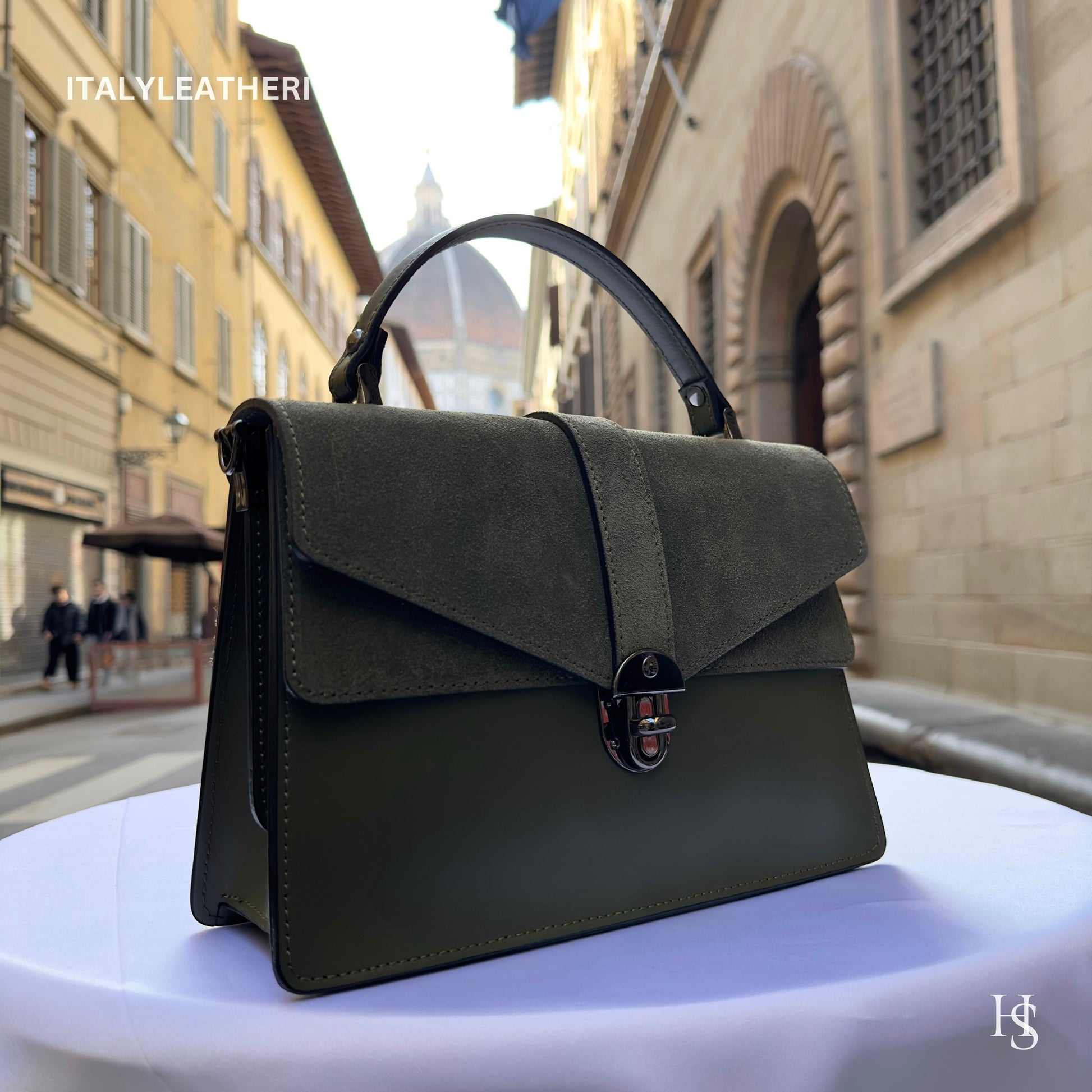 Italian Handmade Leather Bags For Women | Elegant Green Leather Purse From Florence | Special Edition