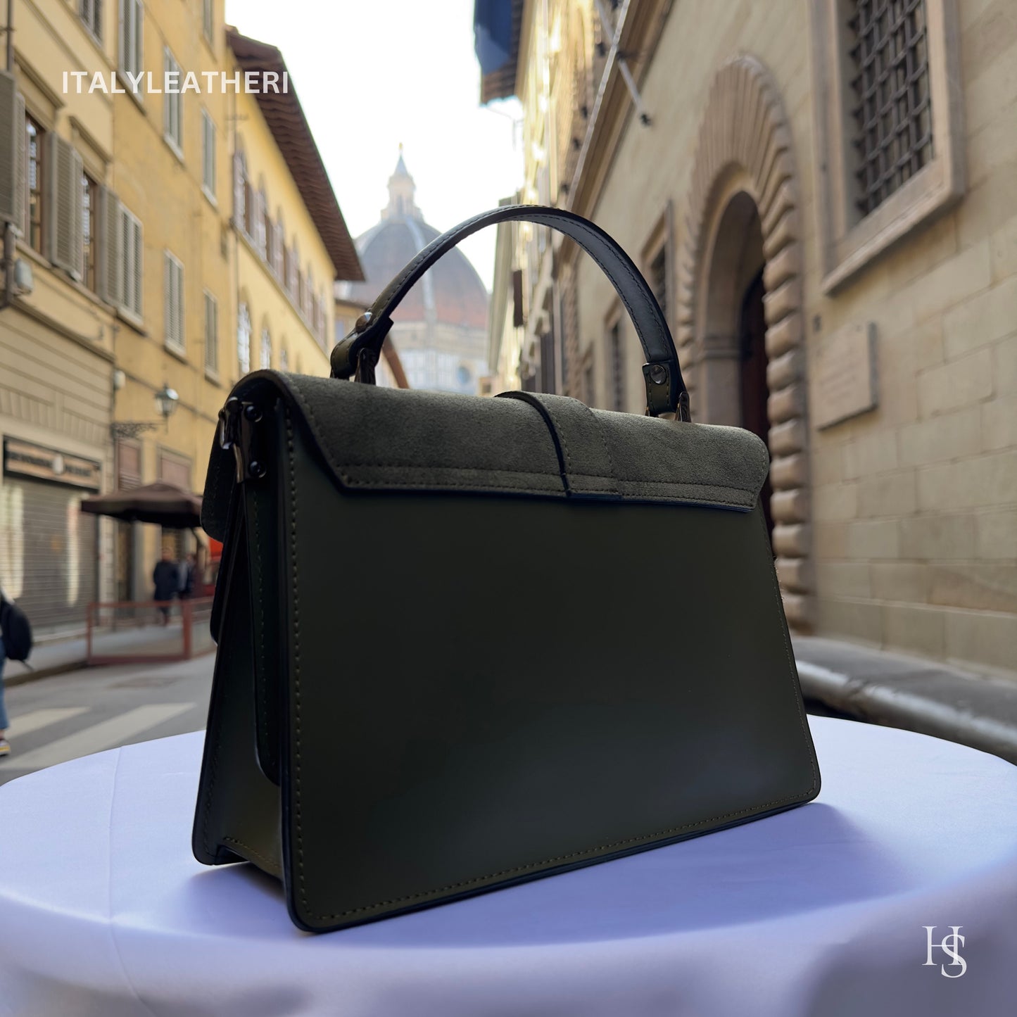 Italian Handmade Leather Bags For Women | Elegant Green Leather Purse From Florence | Special Edition
