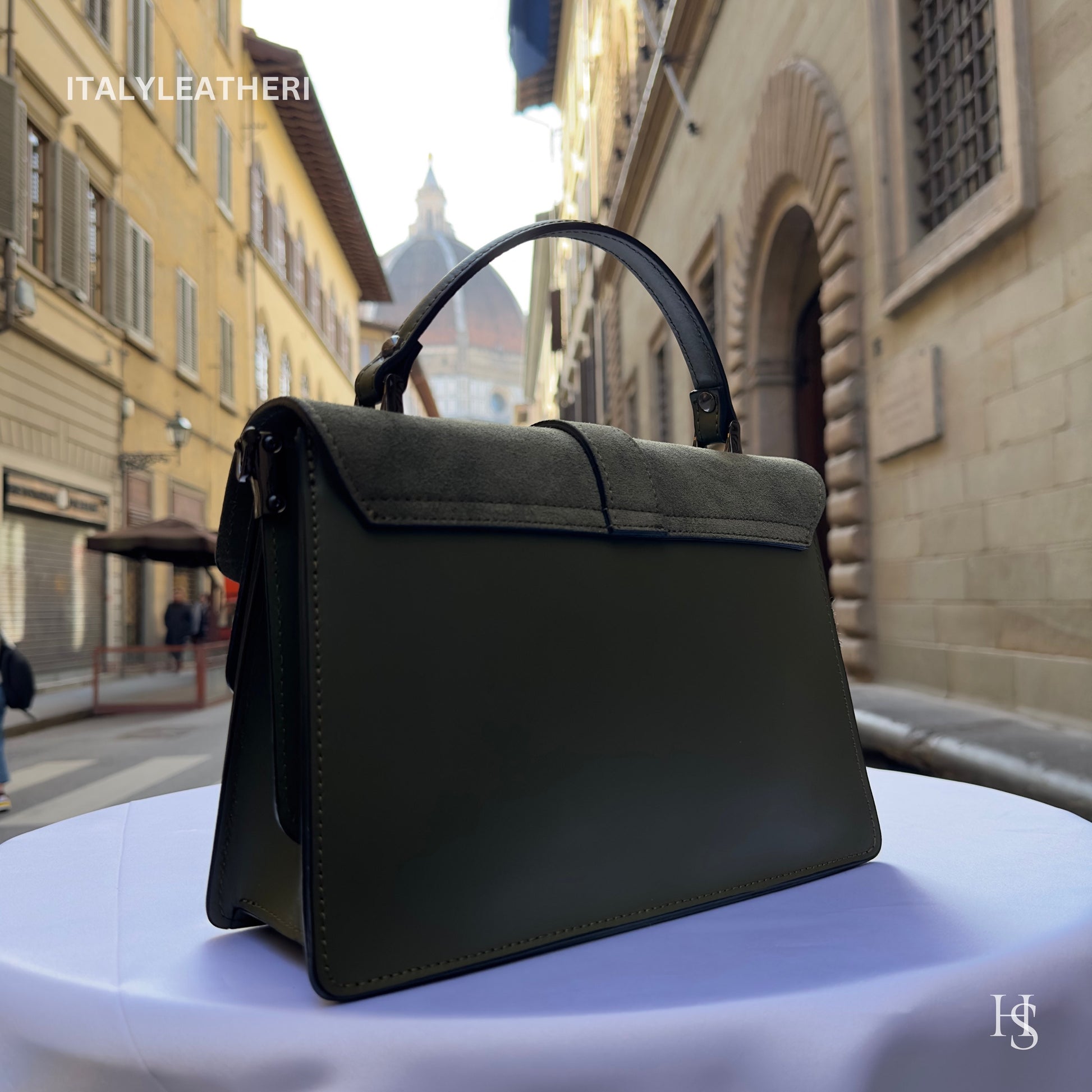 Italian Handmade Leather Bags For Women | Elegant Green Leather Purse From Florence | Special Edition