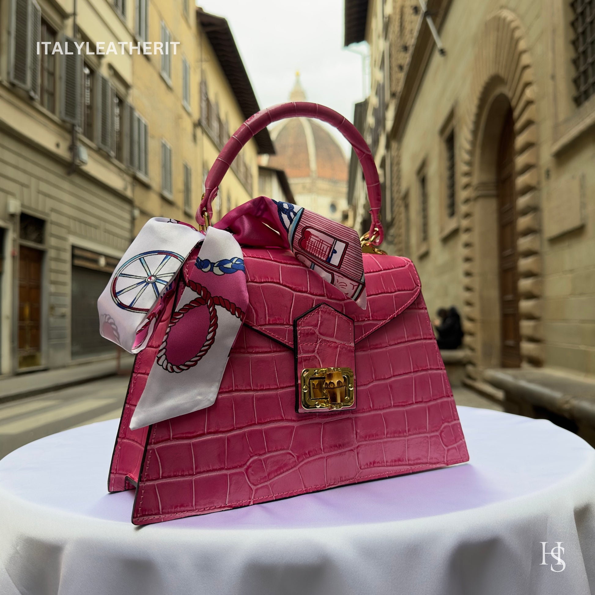 Italian Handmade Leather Bags for Women | Elegant Leather Tote from Florence | Pink Leather Tote