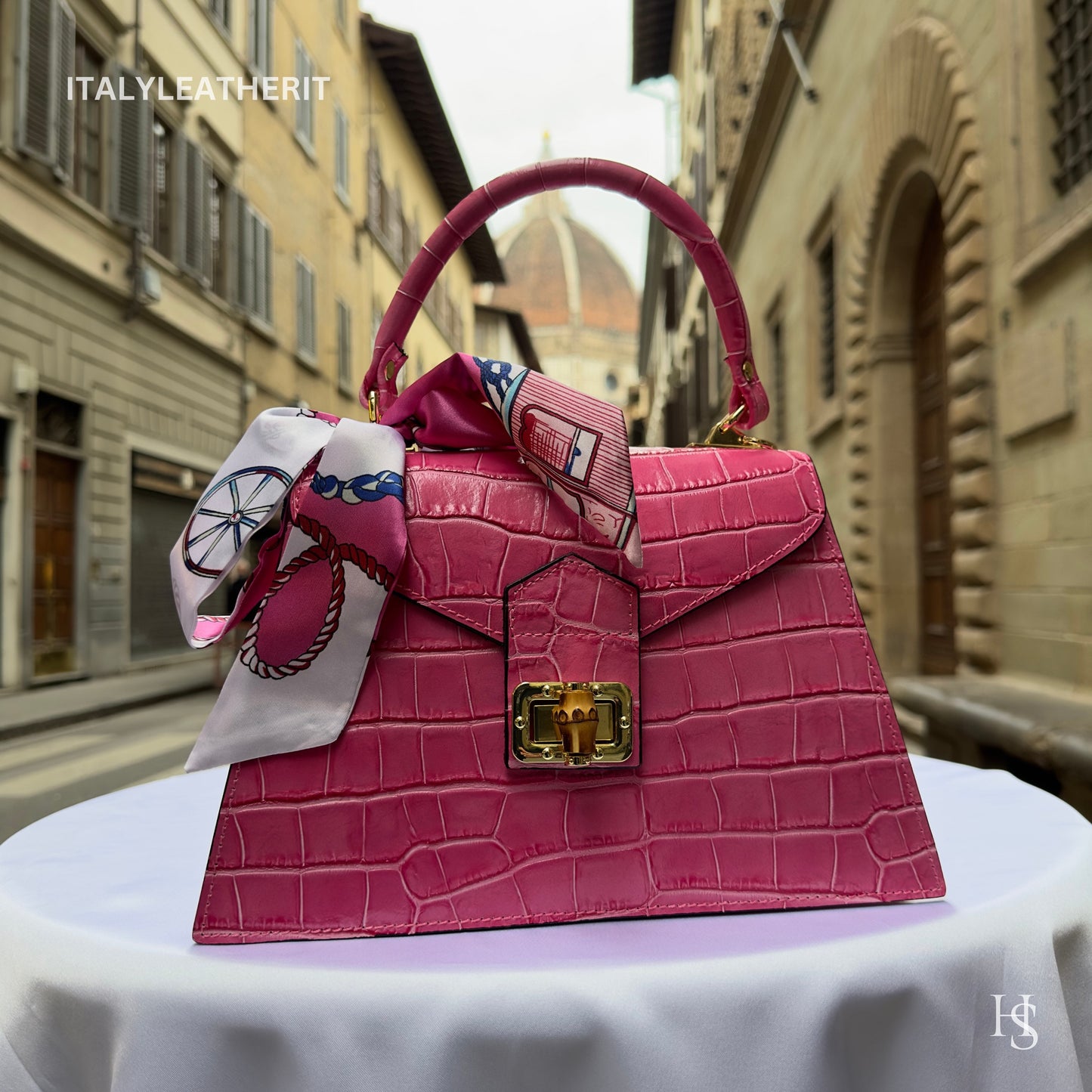 Italian Handmade Leather Bags for Women | Elegant Leather Tote from Florence | Pink Leather Tote