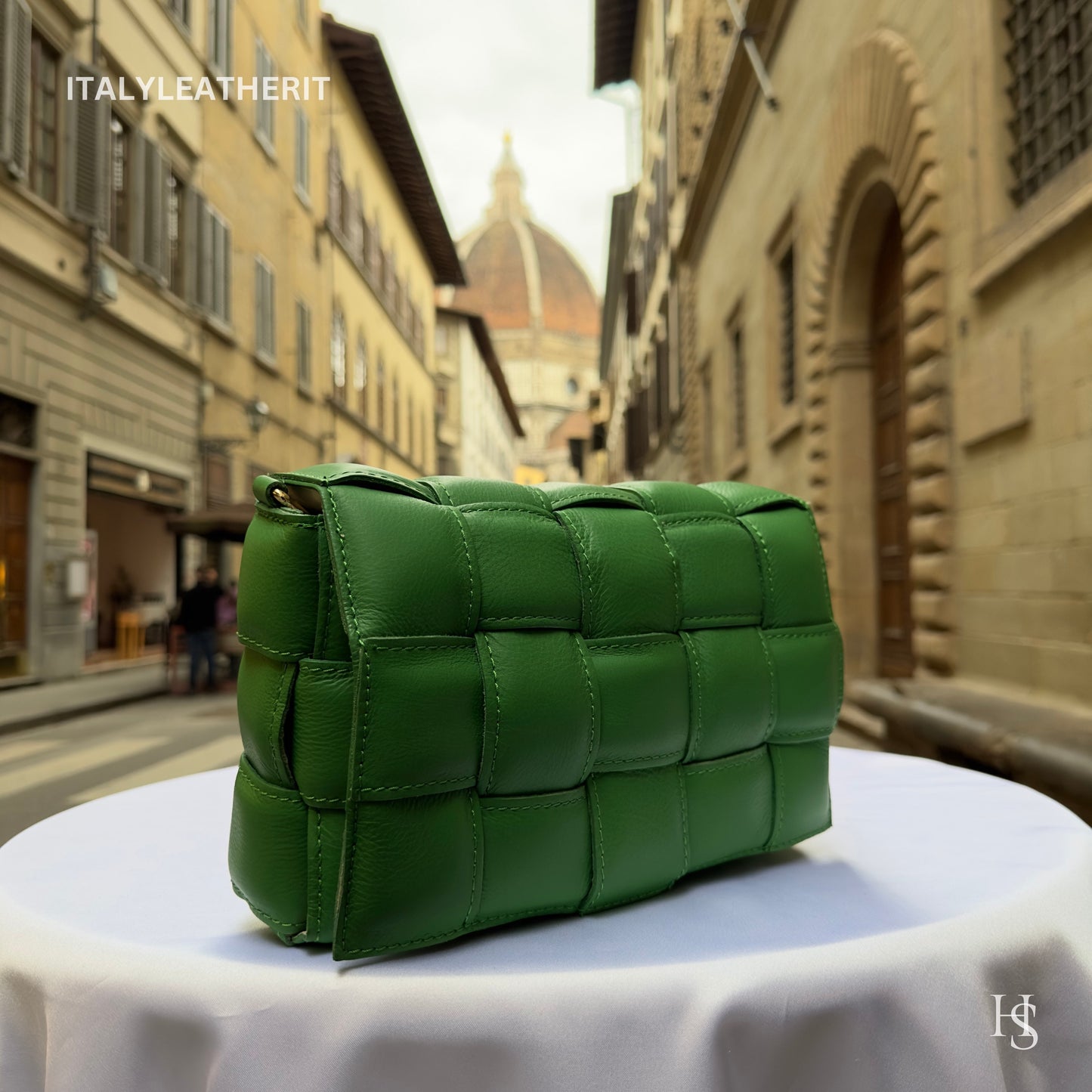 Italian Handmade Leather Bags For Women | Elegant Green Soft Leather Crossbody Bag From Florence, perfect gift for her