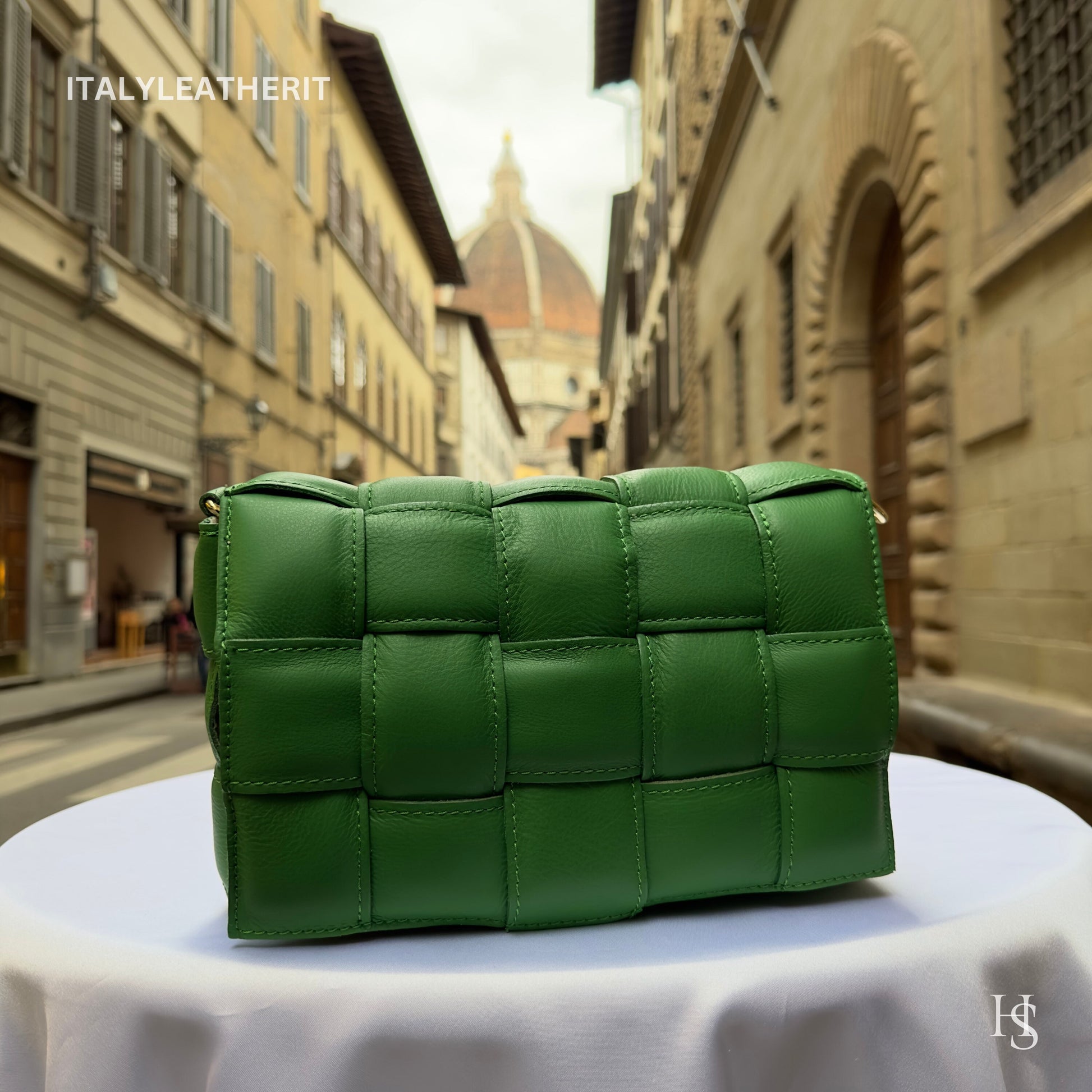 Italian Handmade Leather Bags For Women | Elegant Green Soft Leather Crossbody Bag From Florence, perfect gift for her