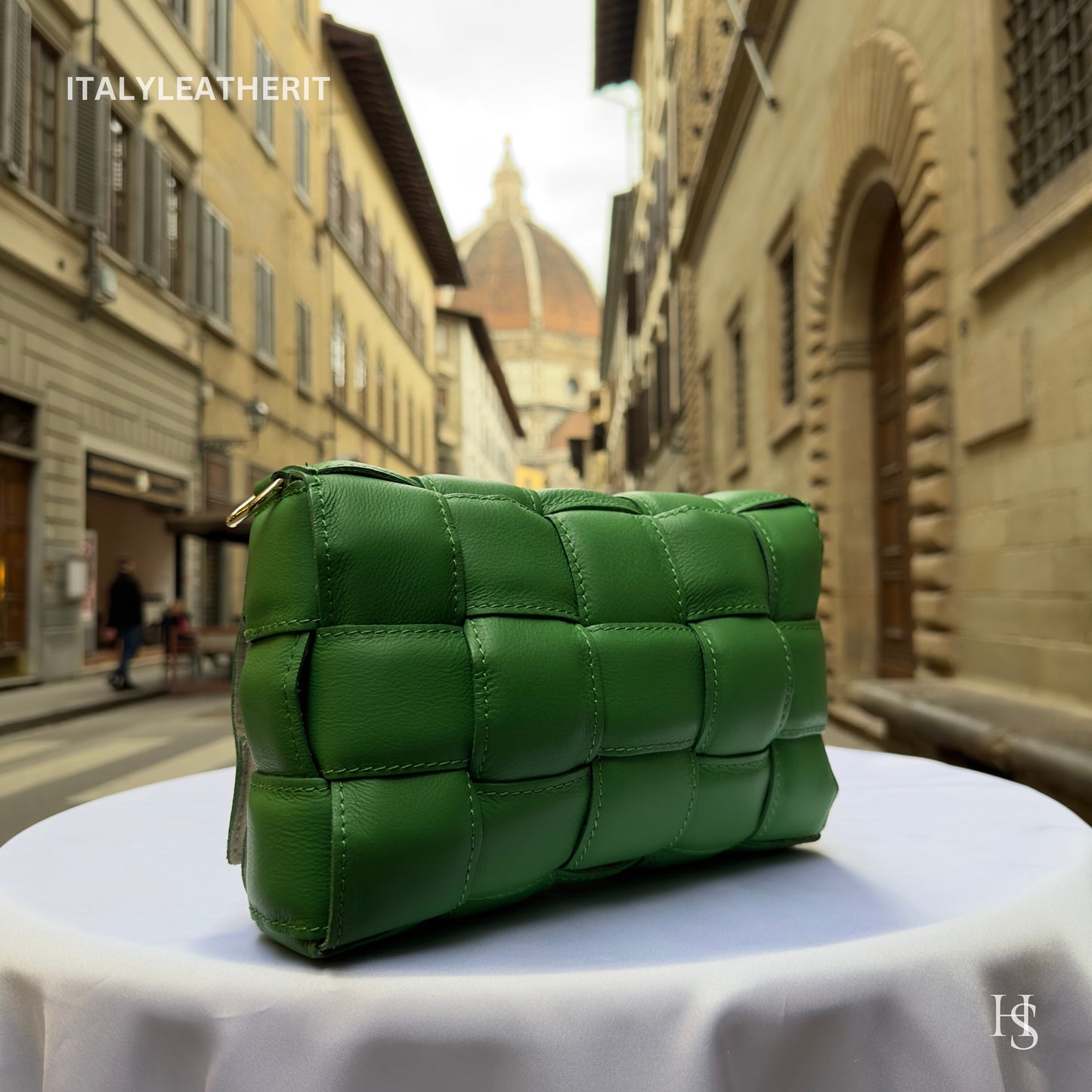 Italian Handmade Leather Bags For Women | Elegant Green Soft Leather Crossbody Bag From Florence, perfect gift for her
