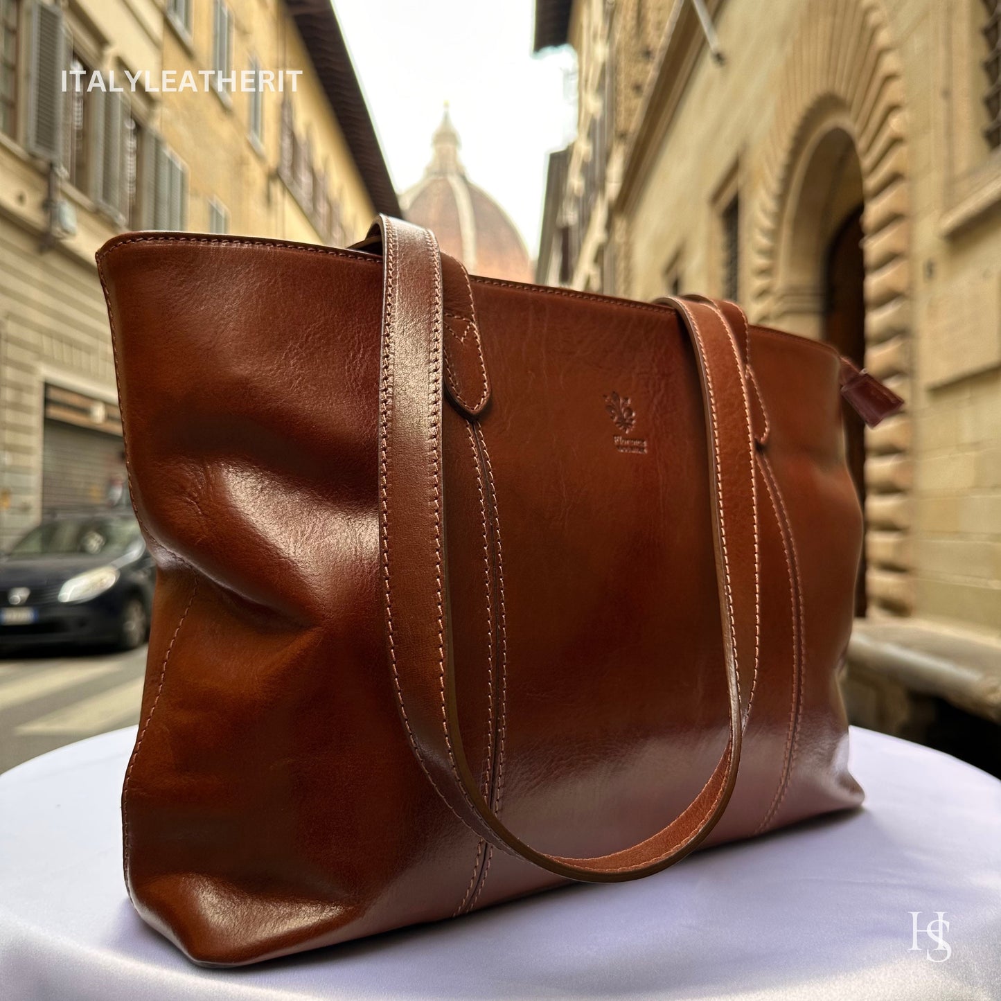 Italian Handmade Leather Bags For Woman l l Elegant Leather Tote From Florence, Brown leather Tote