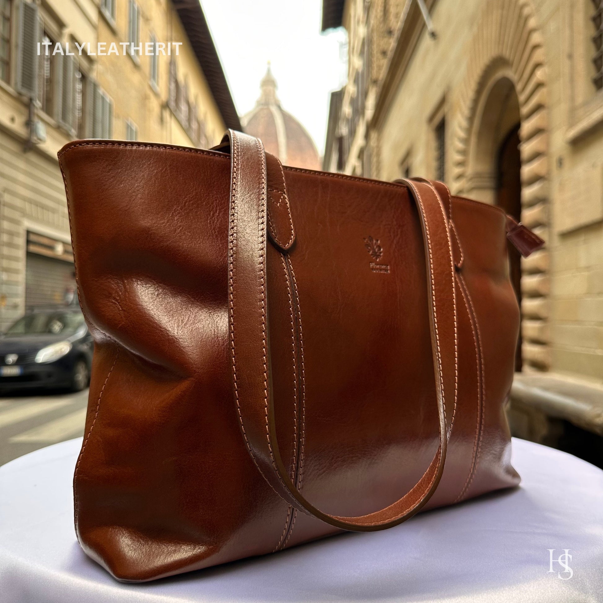 Italian Handmade Leather Bags For Woman l l Elegant Leather Tote From Florence, Brown leather Tote