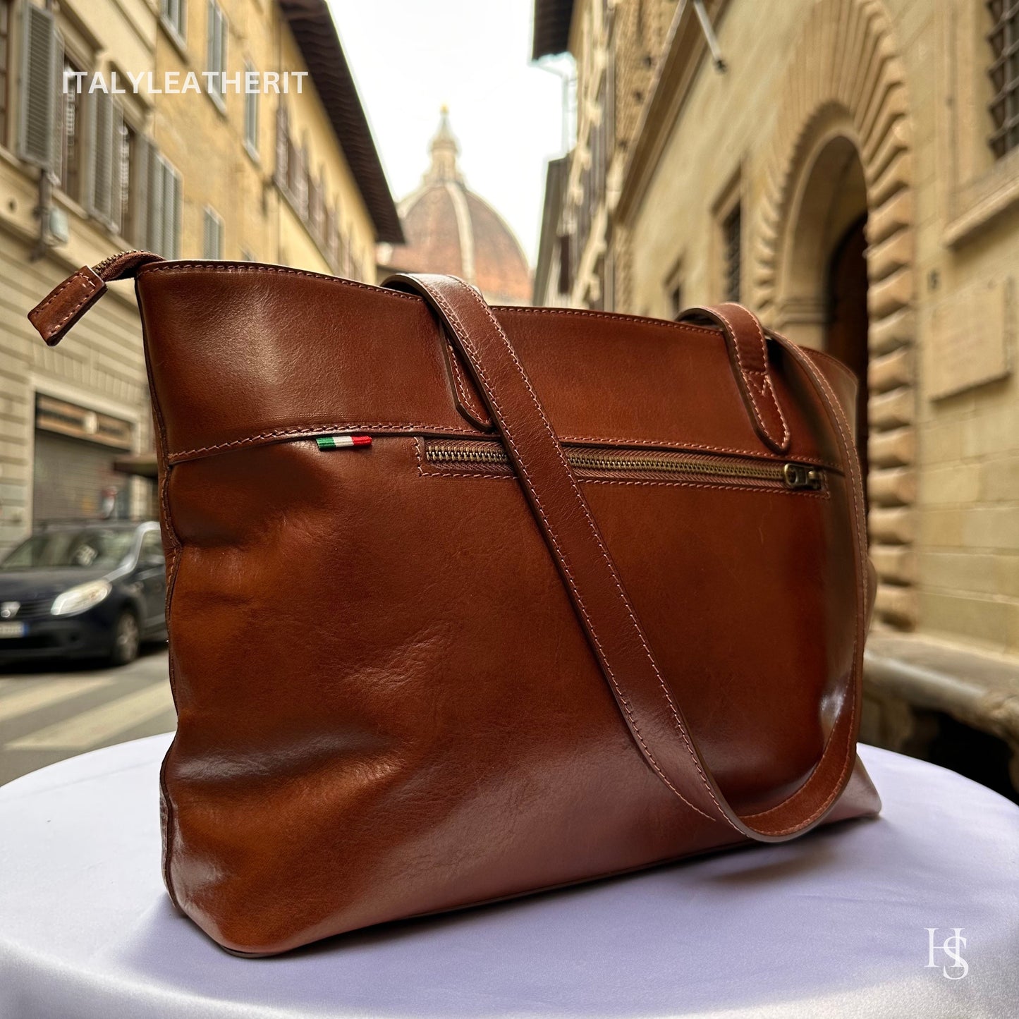 Italian Handmade Leather Bags For Woman l l Elegant Leather Tote From Florence, Brown leather Tote