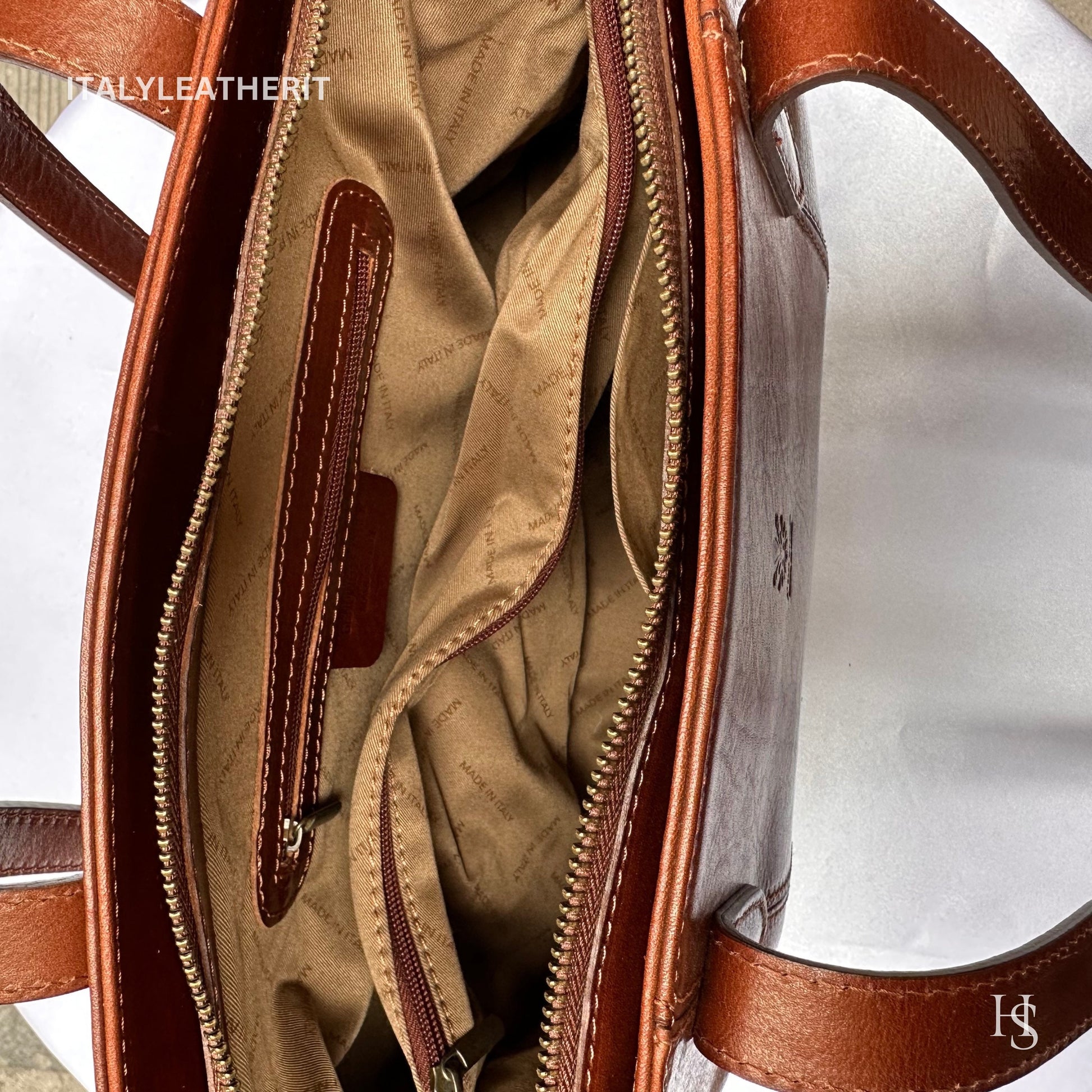 Italian Handmade Leather Bags For Woman l l Elegant Leather Tote From Florence, Brown leather Tote