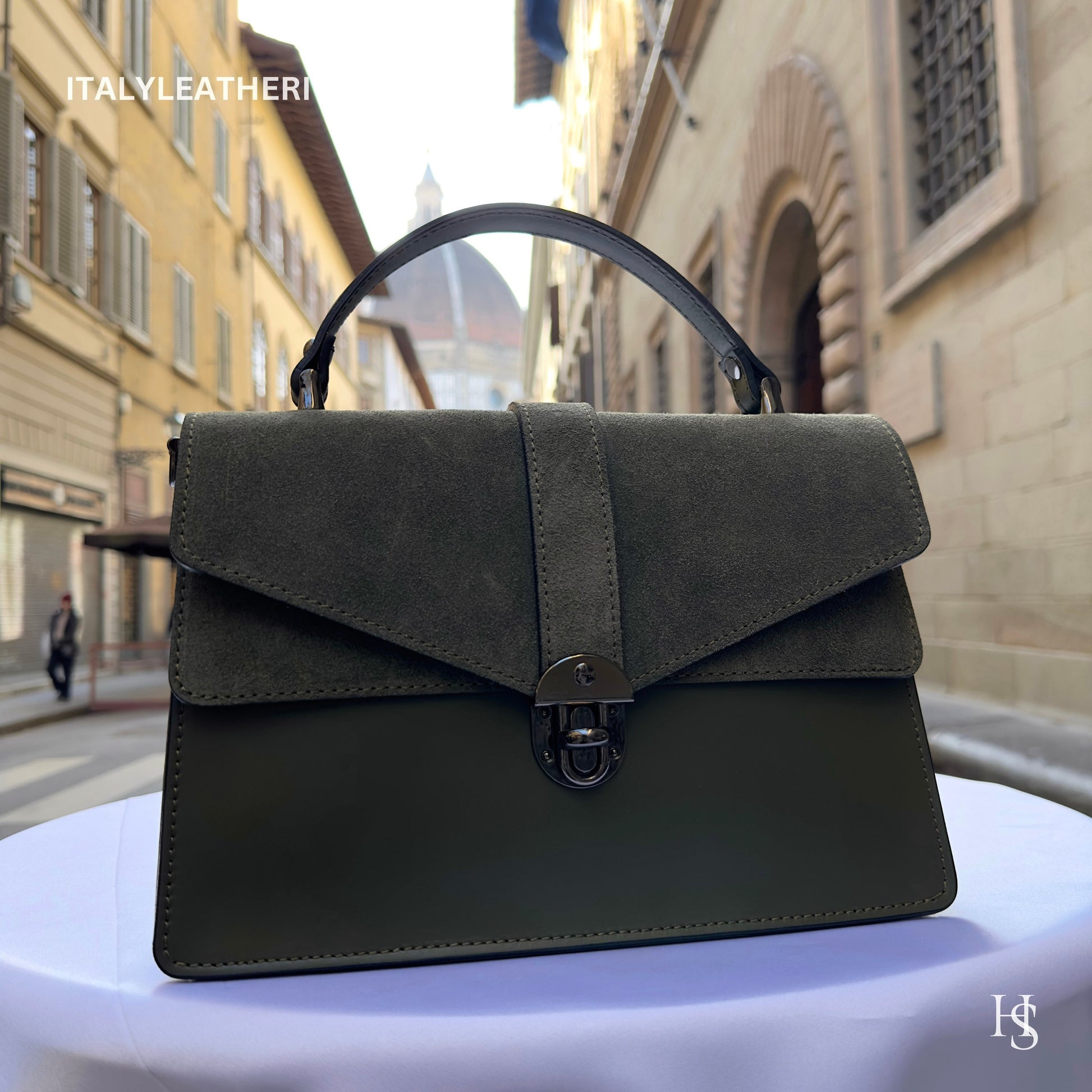 Italian Handmade Leather Bags For Women | Elegant Green Leather Purse From Florence | Special Edition