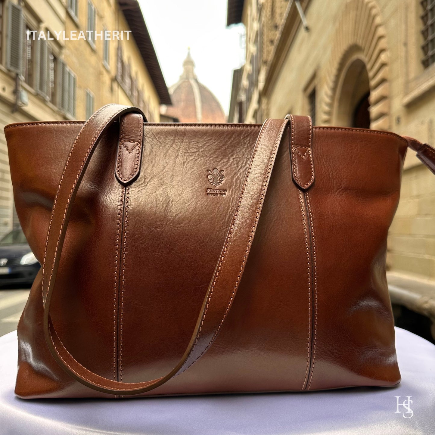 Italian Handmade Leather Bags For Woman l l Elegant Leather Tote From Florence, Brown leather Tote