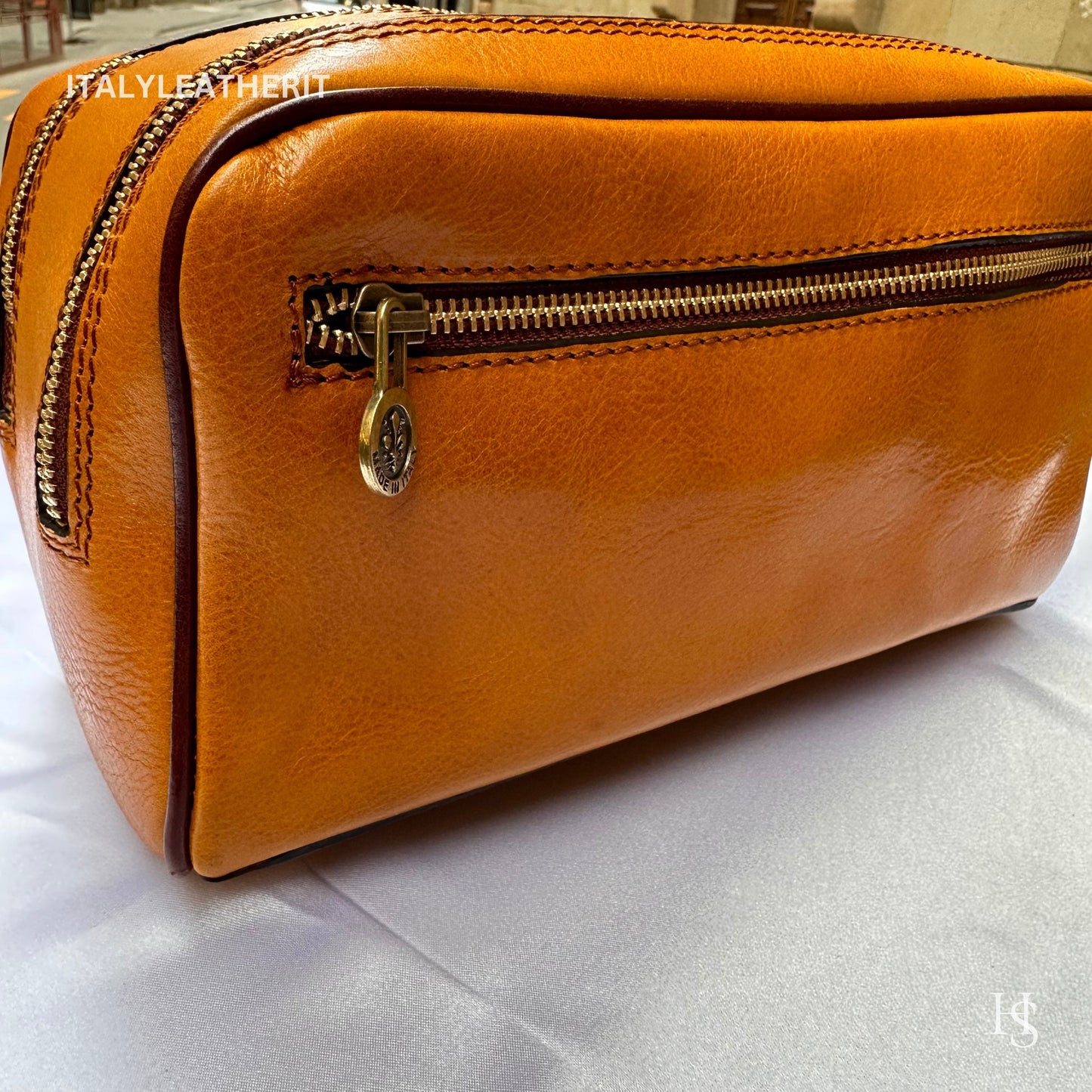 Italian Handmade Italian Leather Toiletry Unisex from Florence ll Made In Italy,leather dopp kit