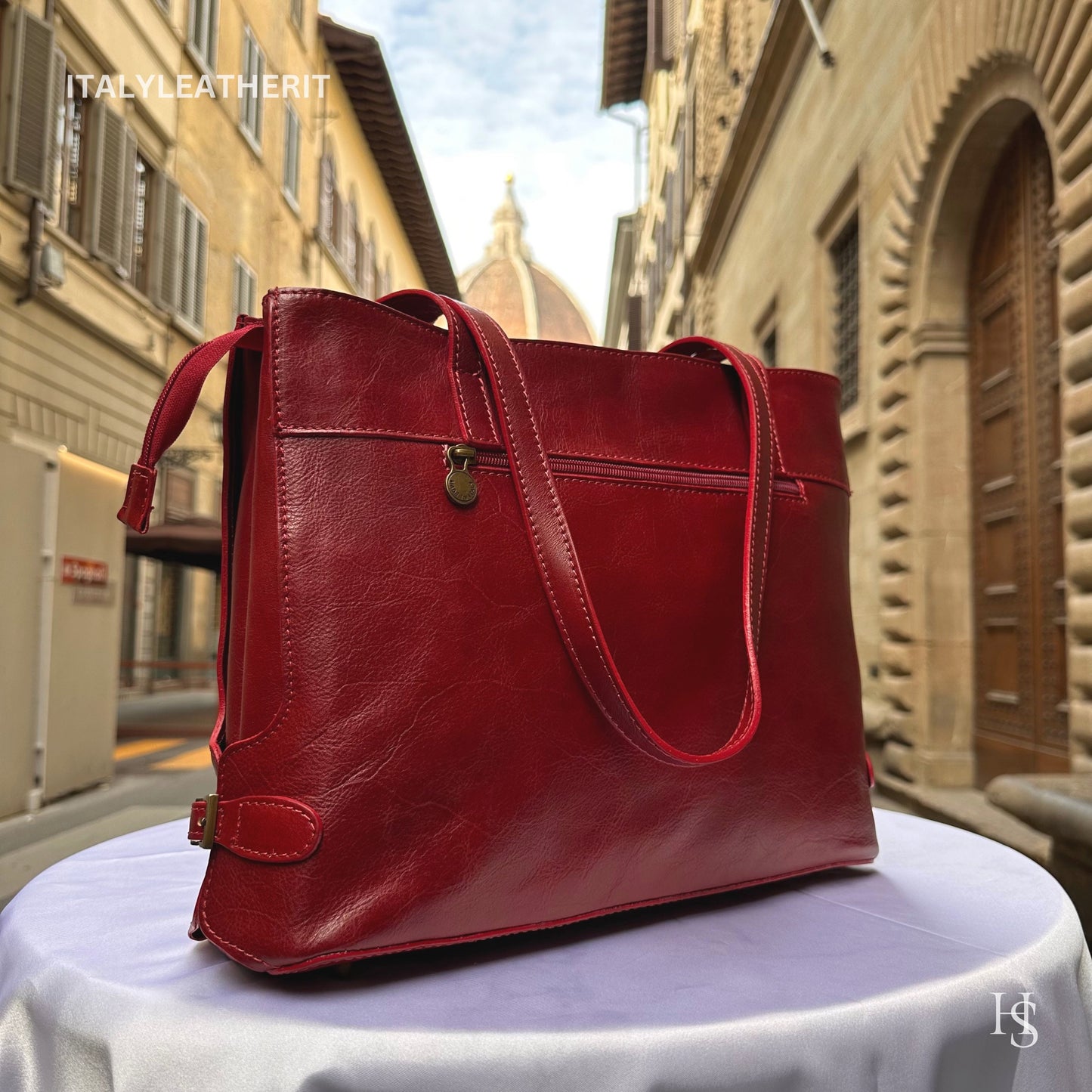 Italian Handmade Leather Bags For Women l l Elegant Leather Tote From Florence, Perfect Gift For Her, Red leather bag