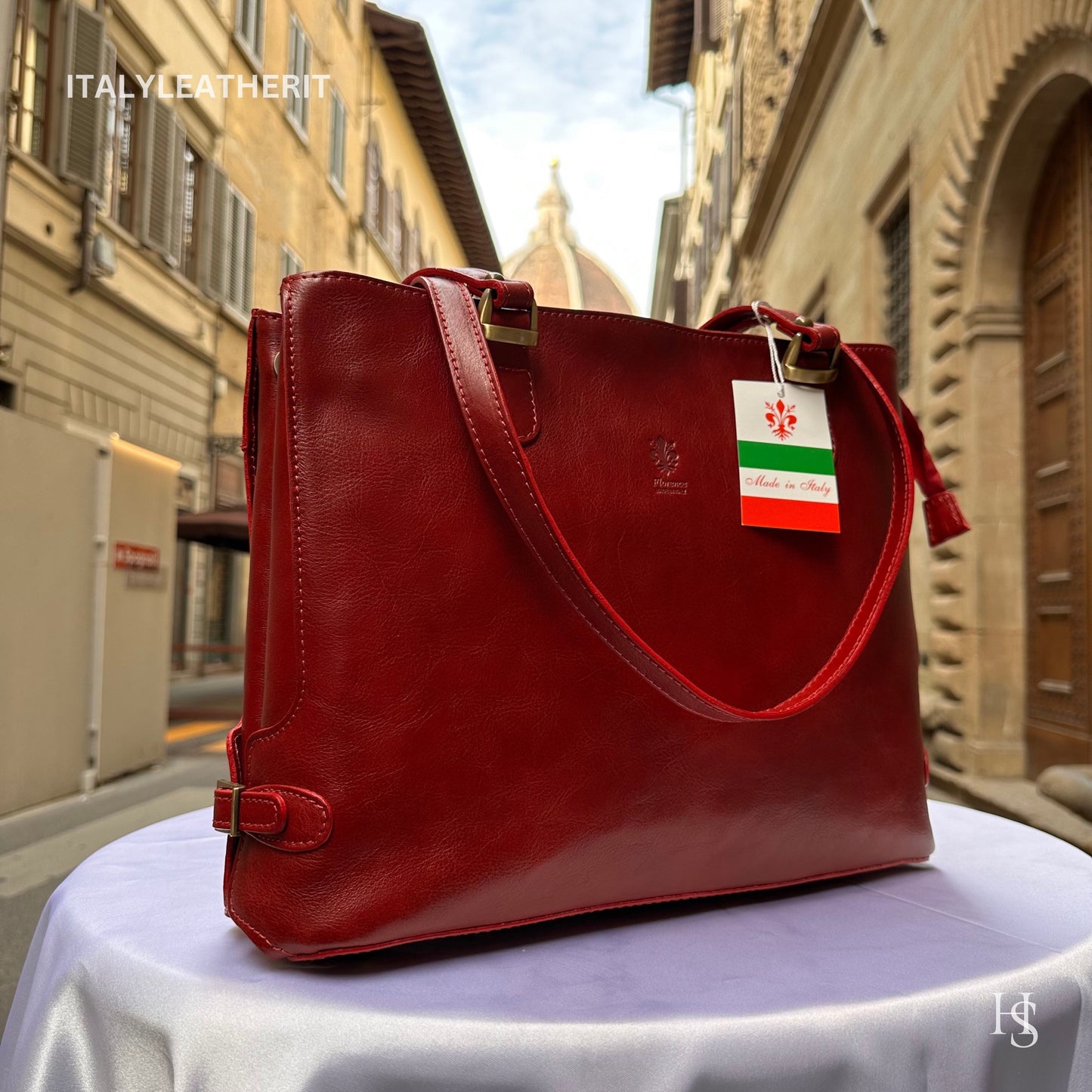 Italian Handmade Leather Bags For Women l l Elegant Leather Tote From Florence, Perfect Gift For Her, Red leather bag