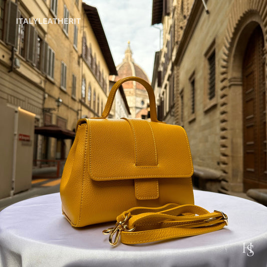 Italian Handmade Leather Bags For Women l l Elegant Leather Tote From Florence, Yellow leather tote, Stylish Design tote