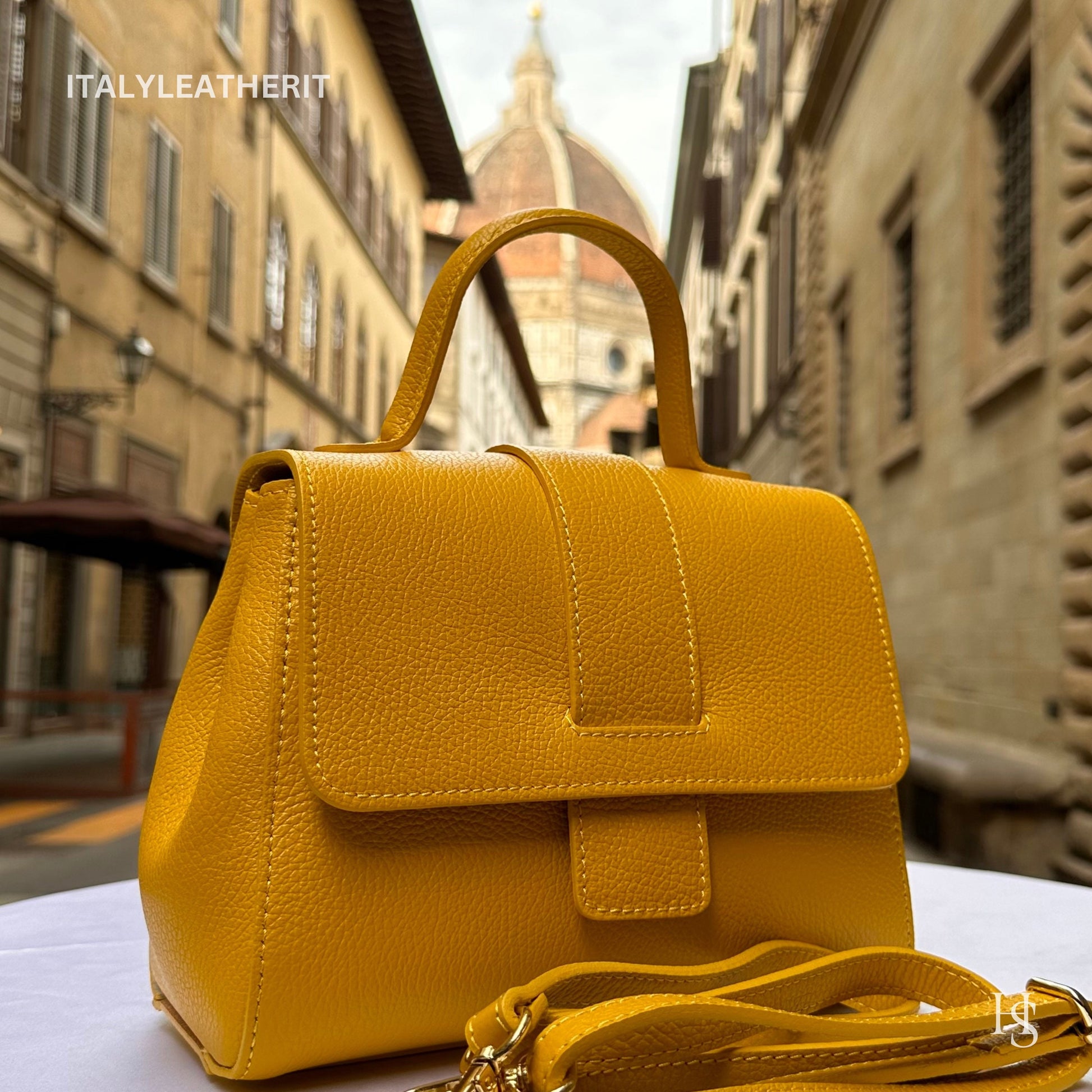 Italian Handmade Leather Bags For Women l l Elegant Leather Tote From Florence, Yellow leather tote, Stylish Design tote