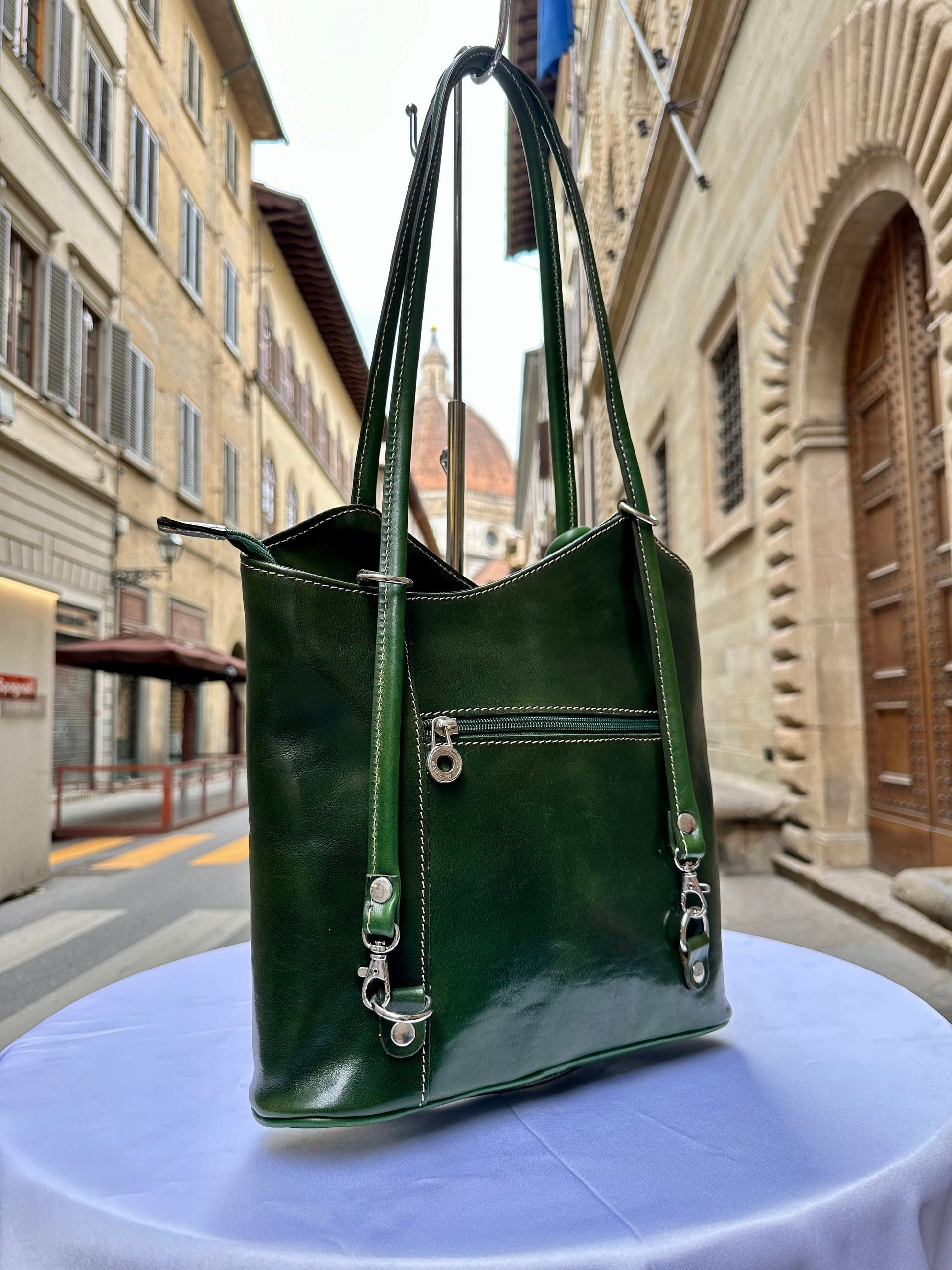 Italian Handmade Leather Bags For Women | Elegant Leather Tote From Florence | Full Grain Leather Backpack Bag