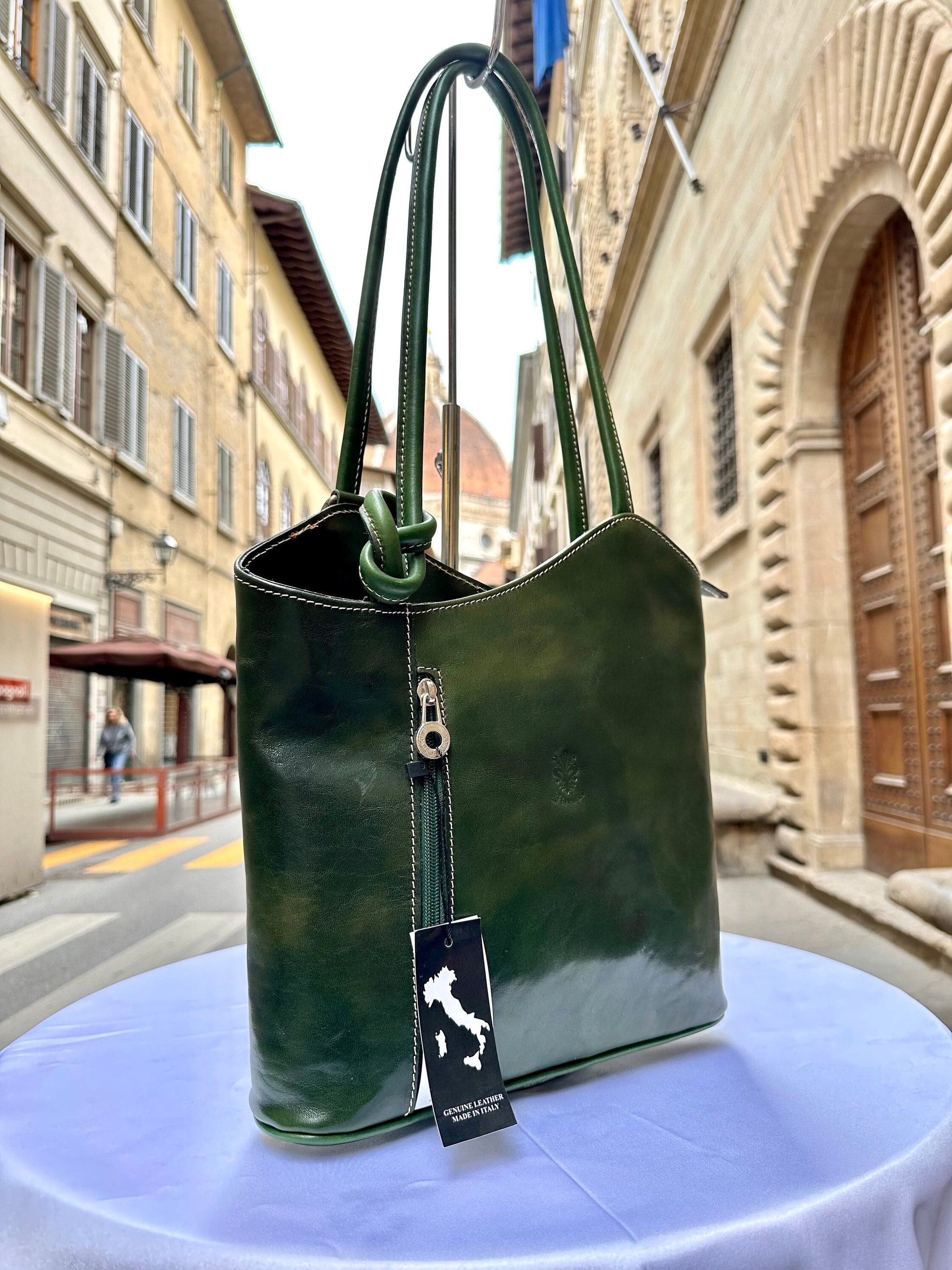 Italian Handmade Leather Bags For Women | Elegant Leather Tote From Florence | Full Grain Leather Backpack Bag