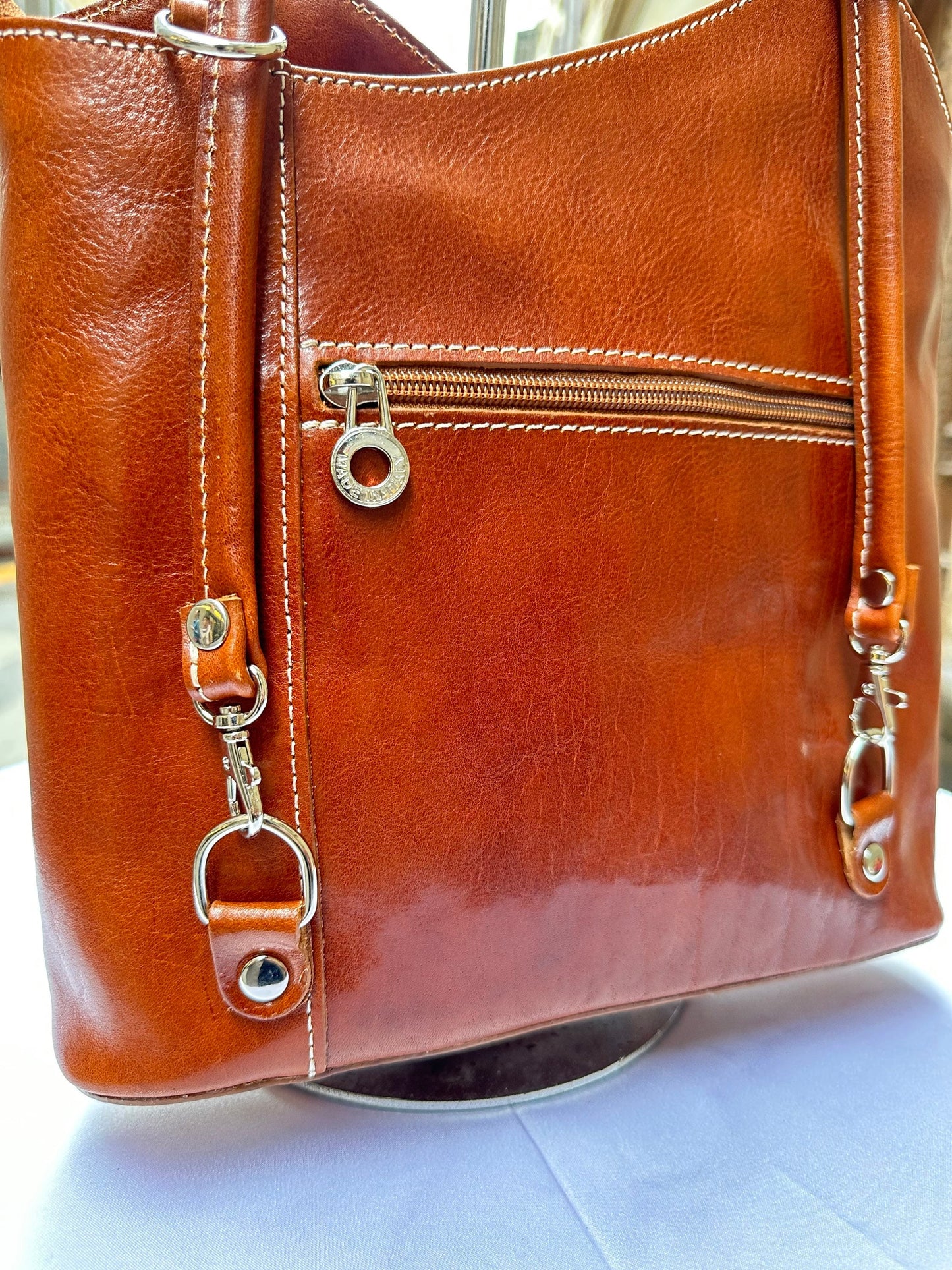 Italian Handmade Leather Bags For Woman l l Elegant Leather Tote From Florence, Backpack Bag