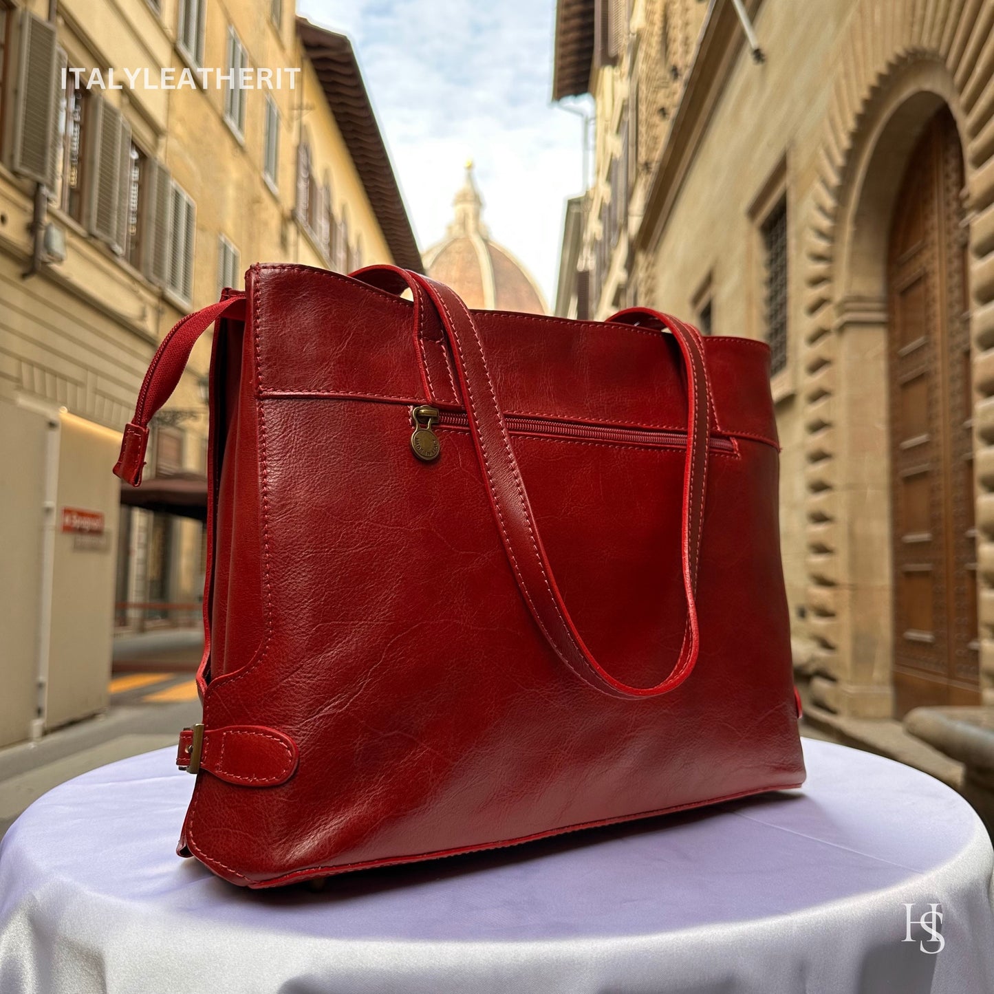 Italian Handmade Leather Bags For Women l l Elegant Leather Tote From Florence, Perfect Gift For Her, Red leather bag