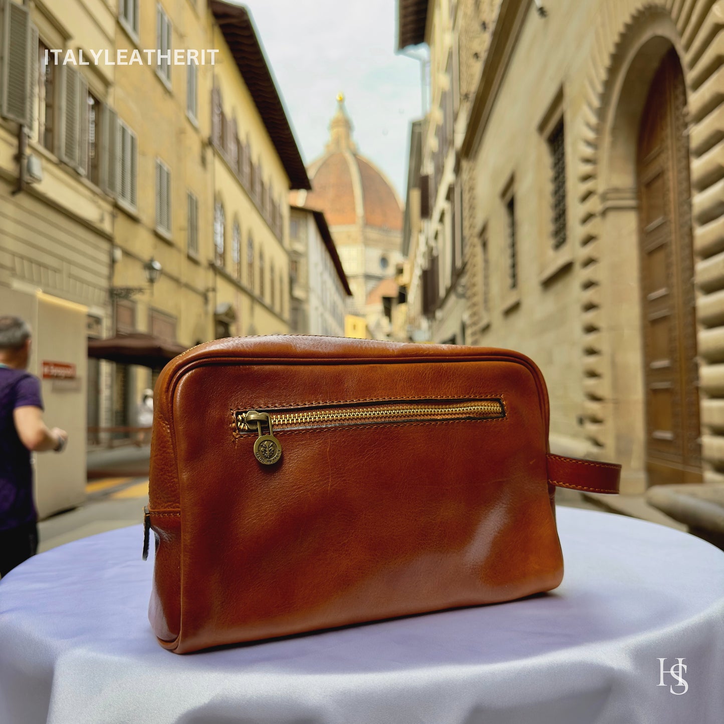 Italian Handmade Italian Leather Toiletry Unisex from Florence ll Made In Italy, leather dopp kit bag