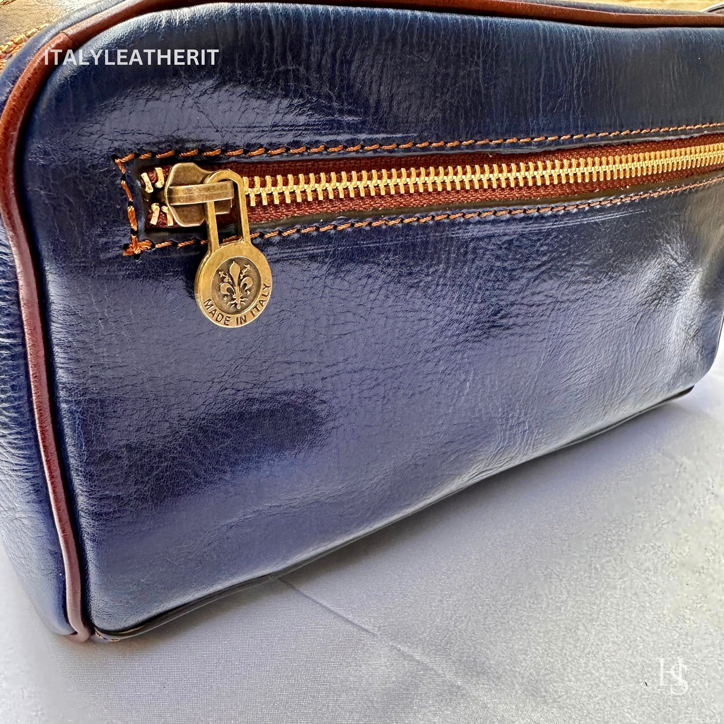 Italian Handmade Italian Leather Toiletry Unisex from Florence ll Made In Italy,leather dopp kit