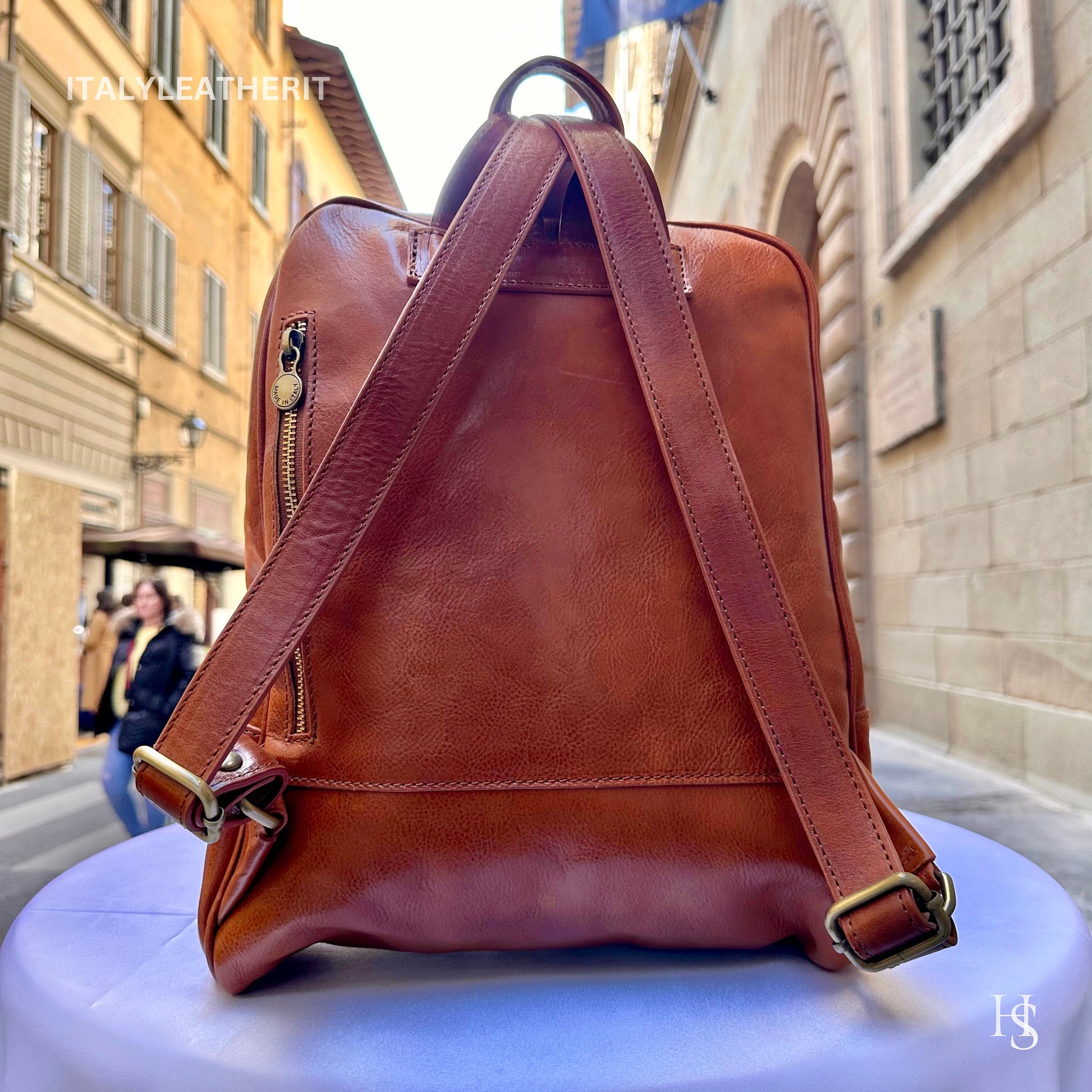 Italian Handmade Leather Backpack Unisex ll Genuine Leather Made In Italy Florence, backpack for men and women