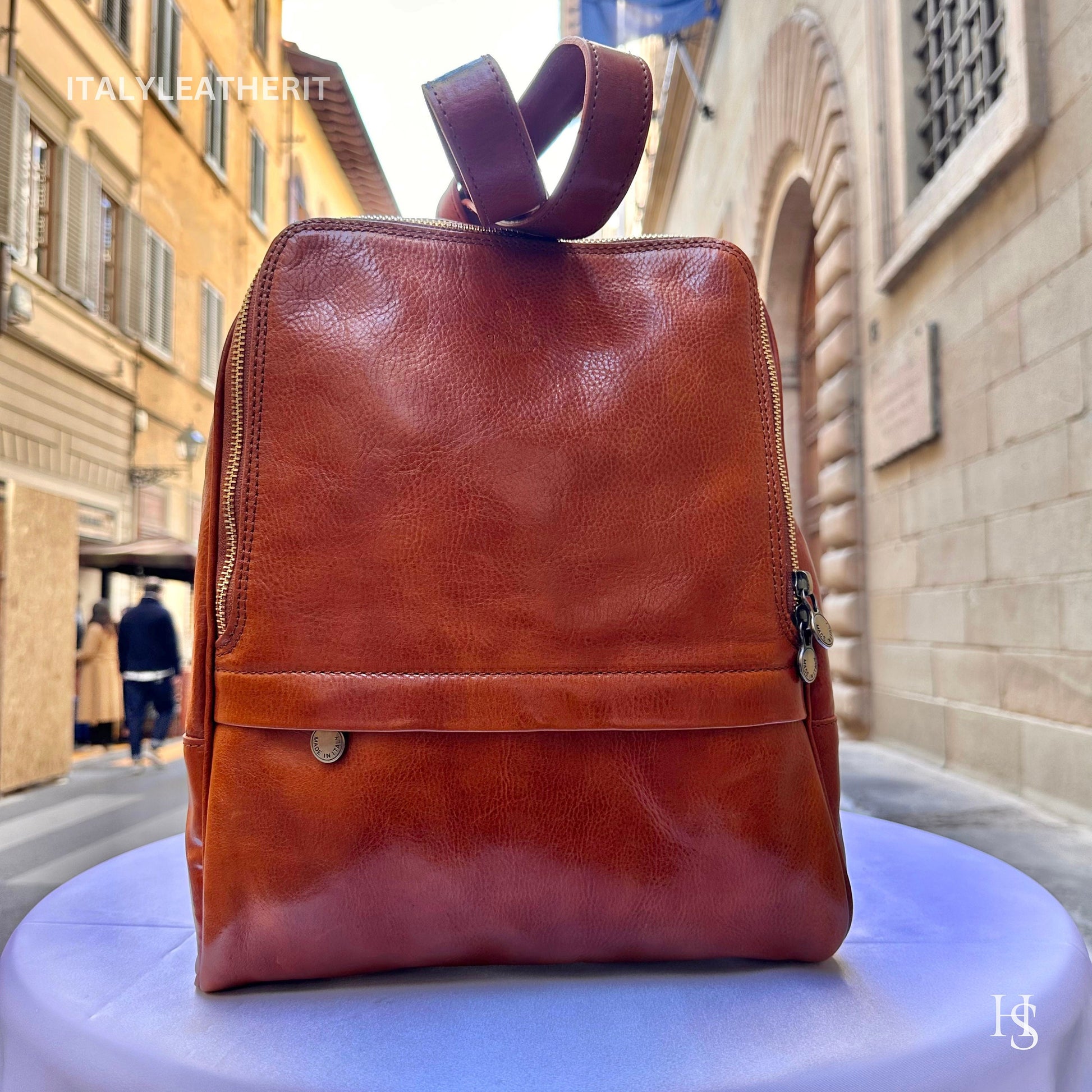 Italian Handmade Leather Backpack Unisex ll Genuine Leather Made In Italy Florence, backpack for men and women
