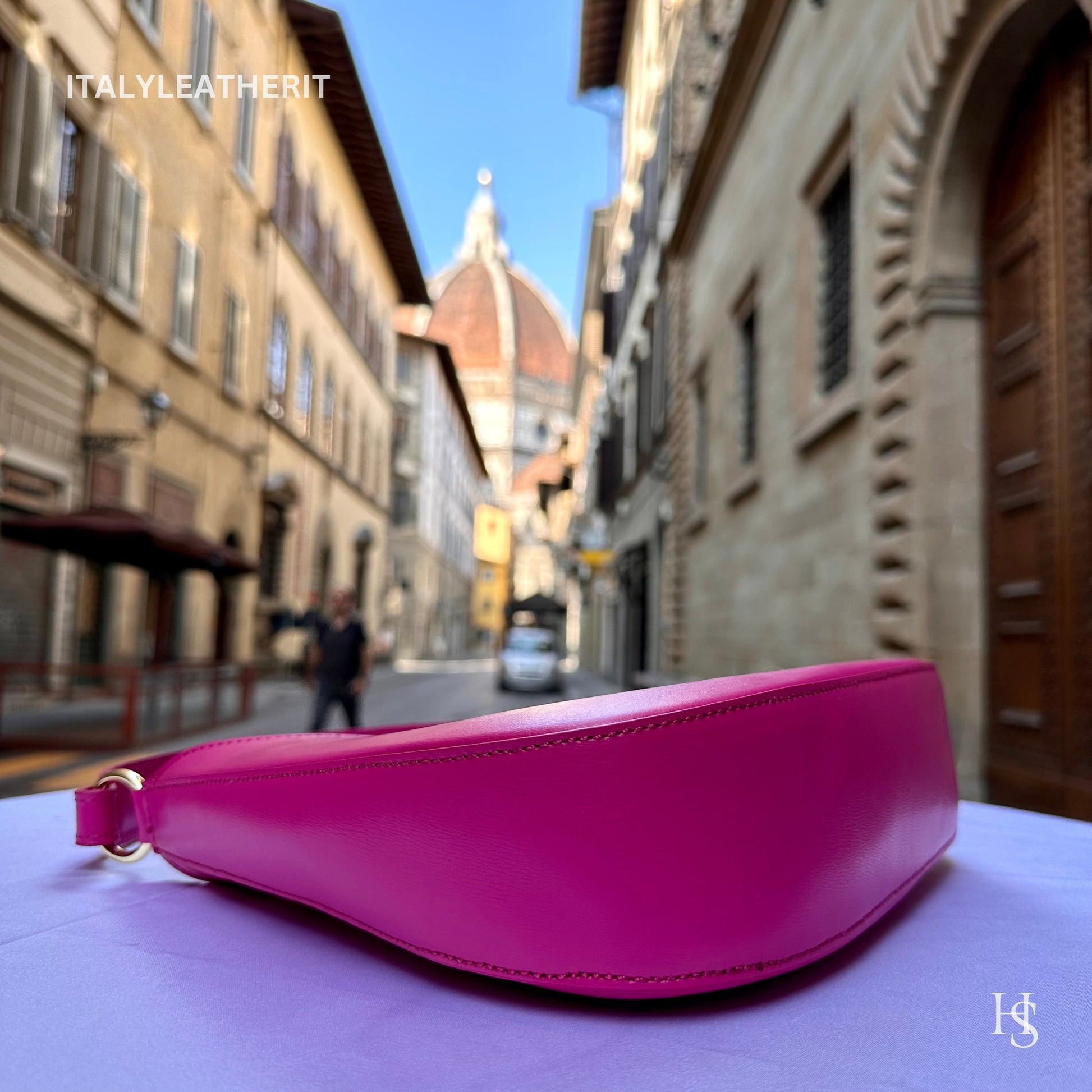 Italian Handmade Leather Bags For Women | Elegant Leather Tote From Florence | Pink Stylish Tote Bag