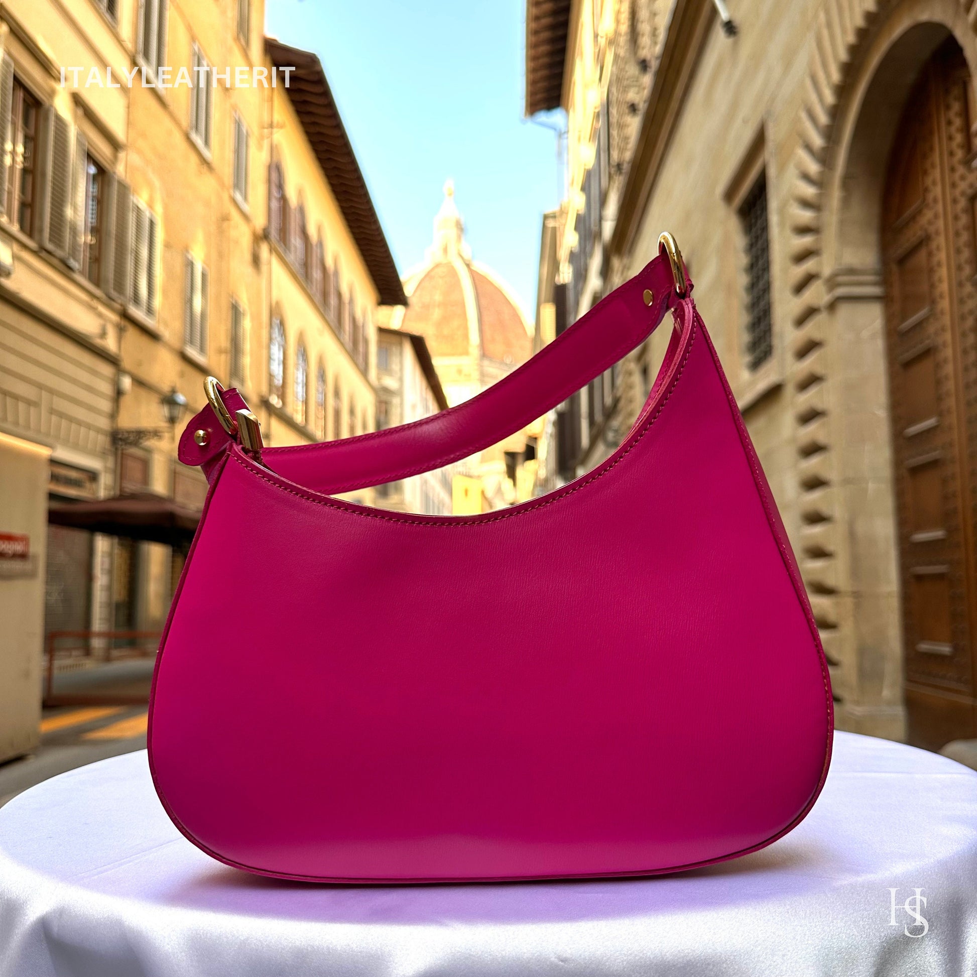 Italian Handmade Leather Bags For Women | Elegant Leather Tote From Florence | Pink Stylish Tote Bag
