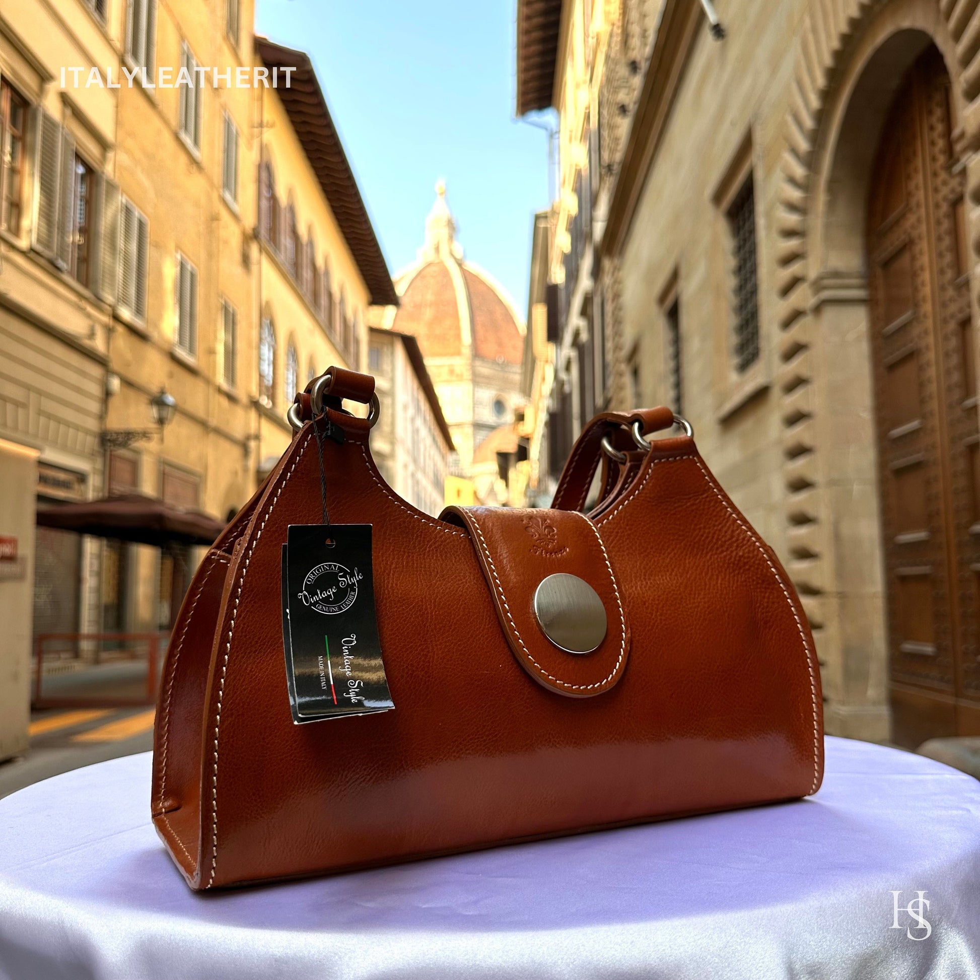 Italian Handmade Leather Bags For Woman l l Elegant Leather Tote From Florence, Brown shoulder bag