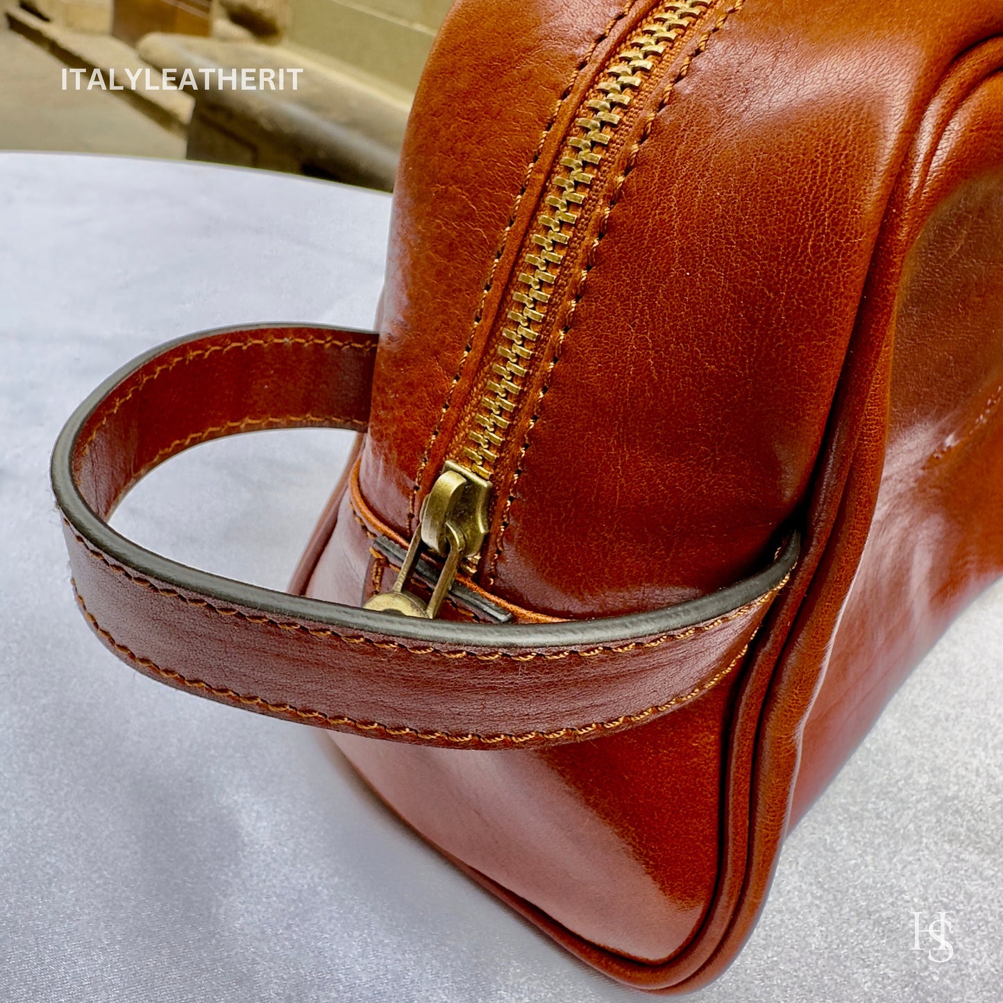 Italian Handmade Italian Leather Toiletry Unisex from Florence ll Made In Italy, leather dopp kit bag