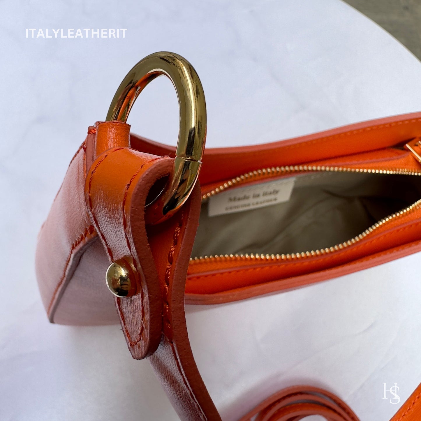 Italian Handmade Leather Bags For Women | Elegant Orange Leather Tote From Florence, Shoulder Bag