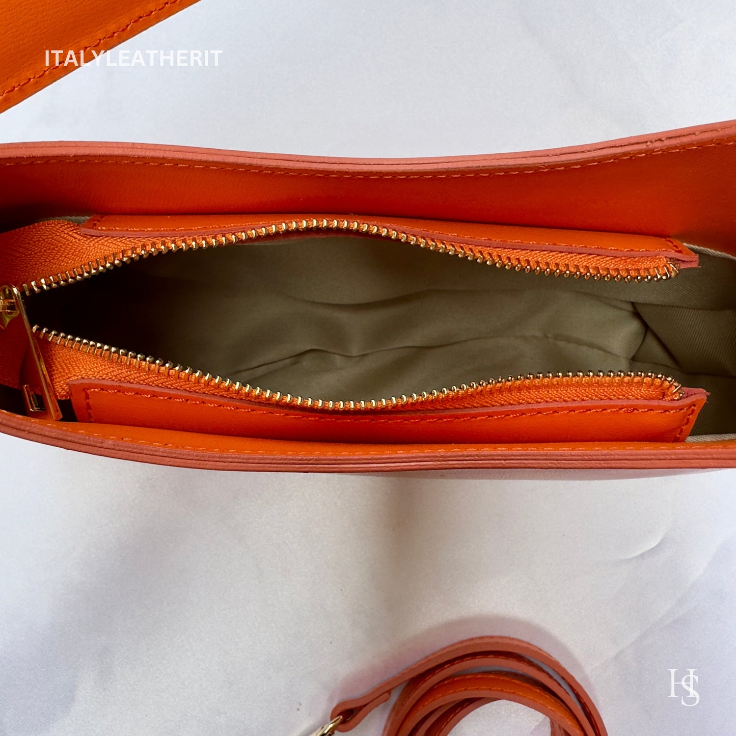 Italian Handmade Leather Bags For Women | Elegant Orange Leather Tote From Florence, Shoulder Bag