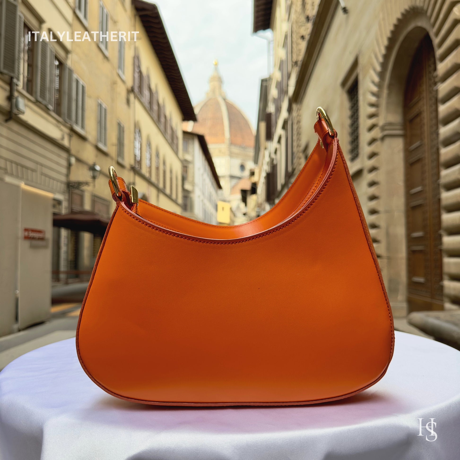 Italian Handmade Leather Bags For Women | Elegant Orange Leather Tote From Florence, Shoulder Bag