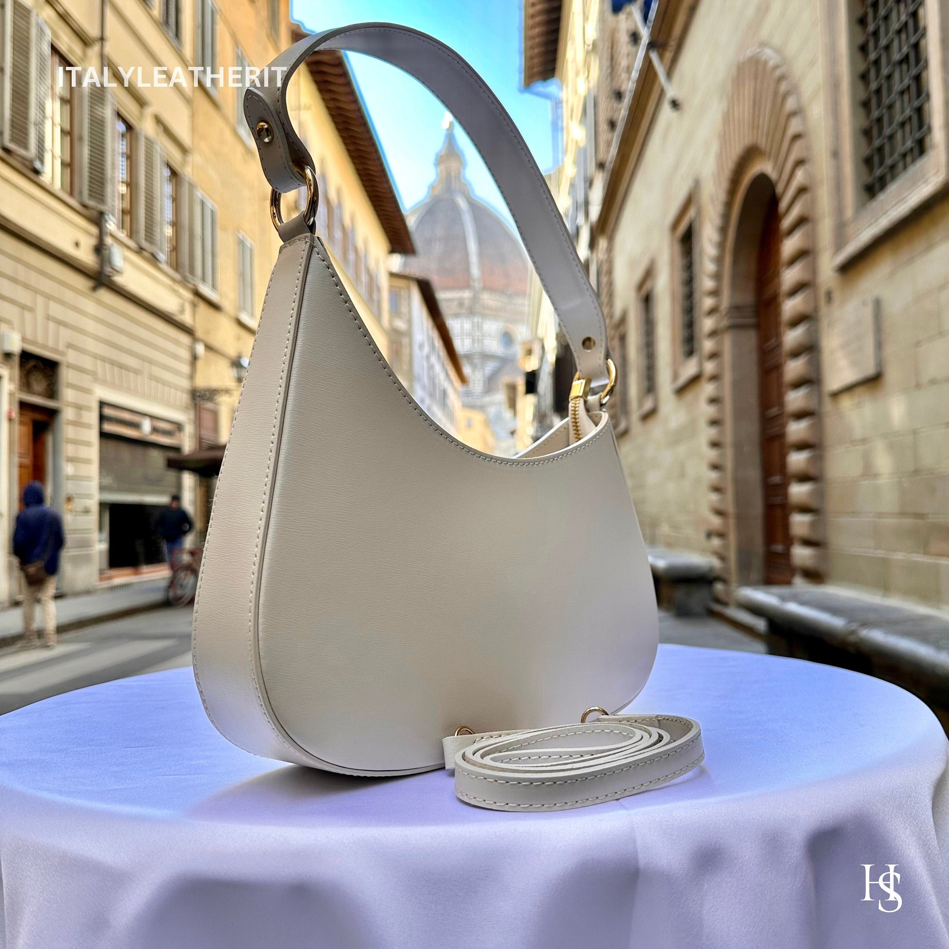 Italian Handmade Leather Shoulder Bag  Elegant Tote from Florence - Italy Leather Shop
