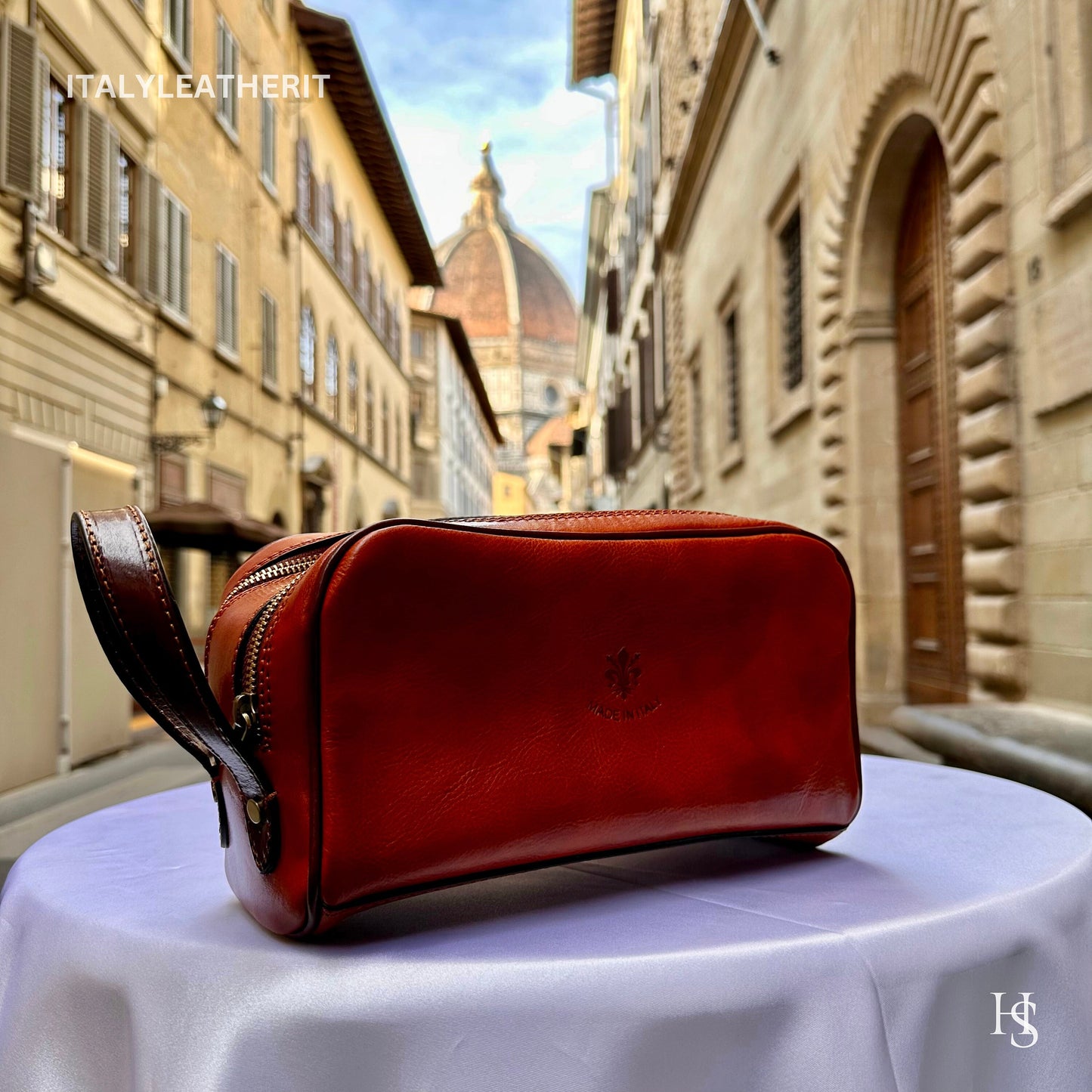 Italian Handmade Italian Leather Toiletry Unisex from Florence ll Made In Italy,leather dopp kit