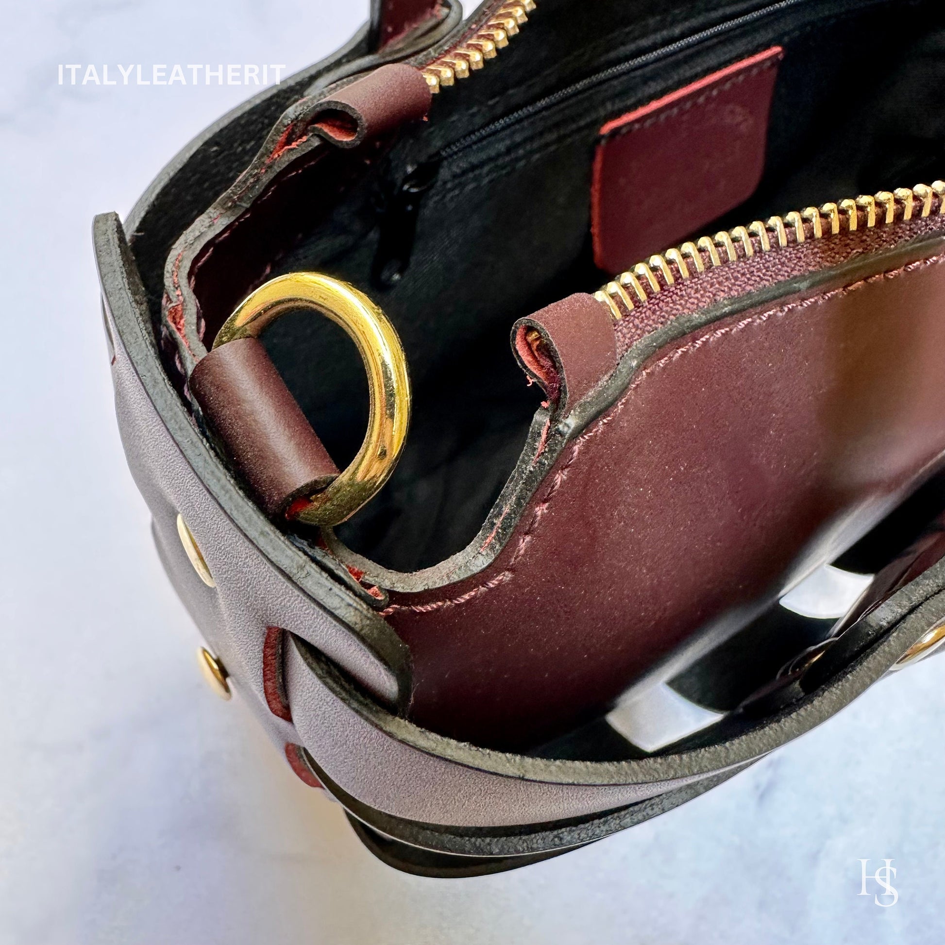 Italian Handmade Leather Bags For Woman l l Elegant Bordeaux Leather Tote From Florence