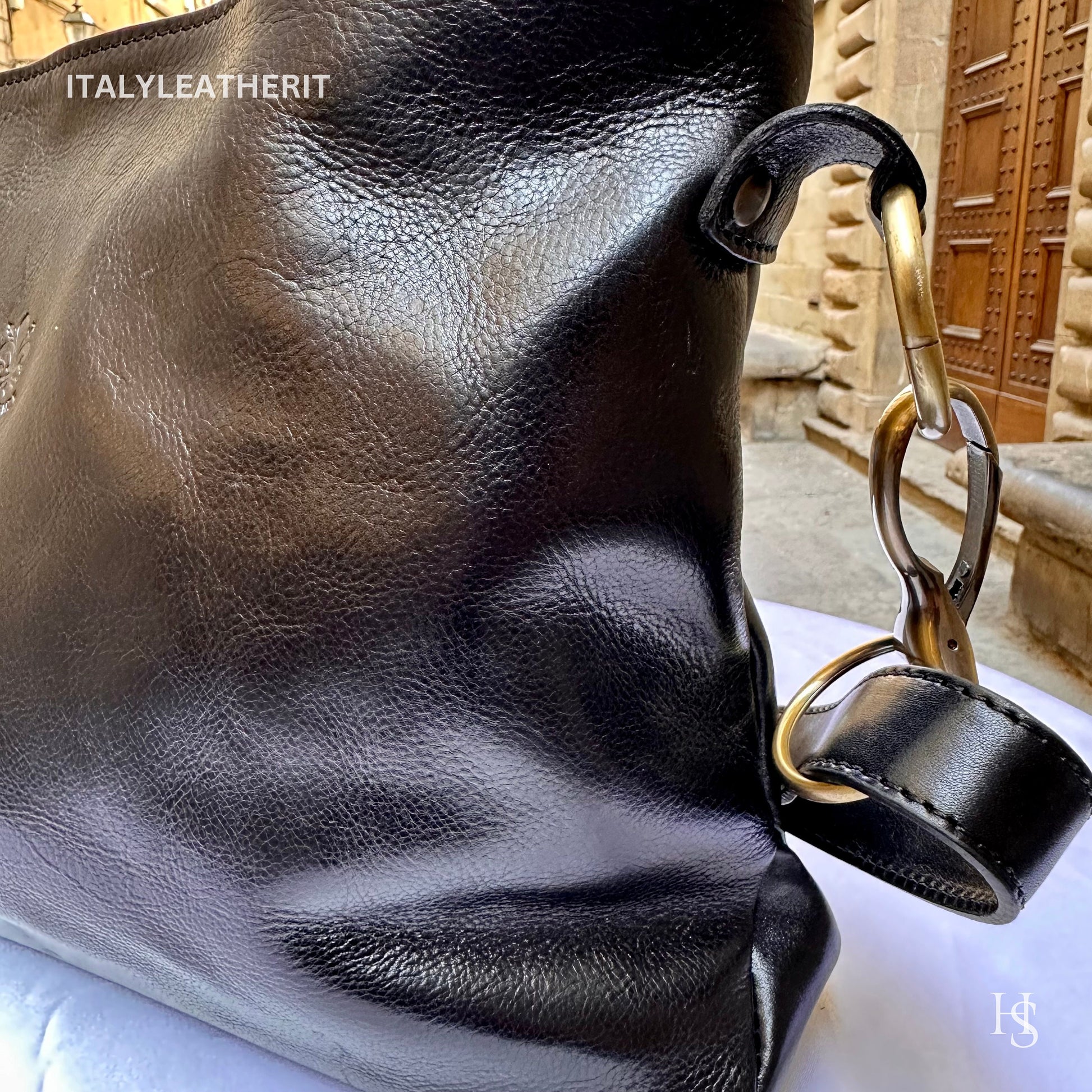 Italian Handmade Leather Bags For Women l l Elegant Leather Tote From Florence, black shoulder bag