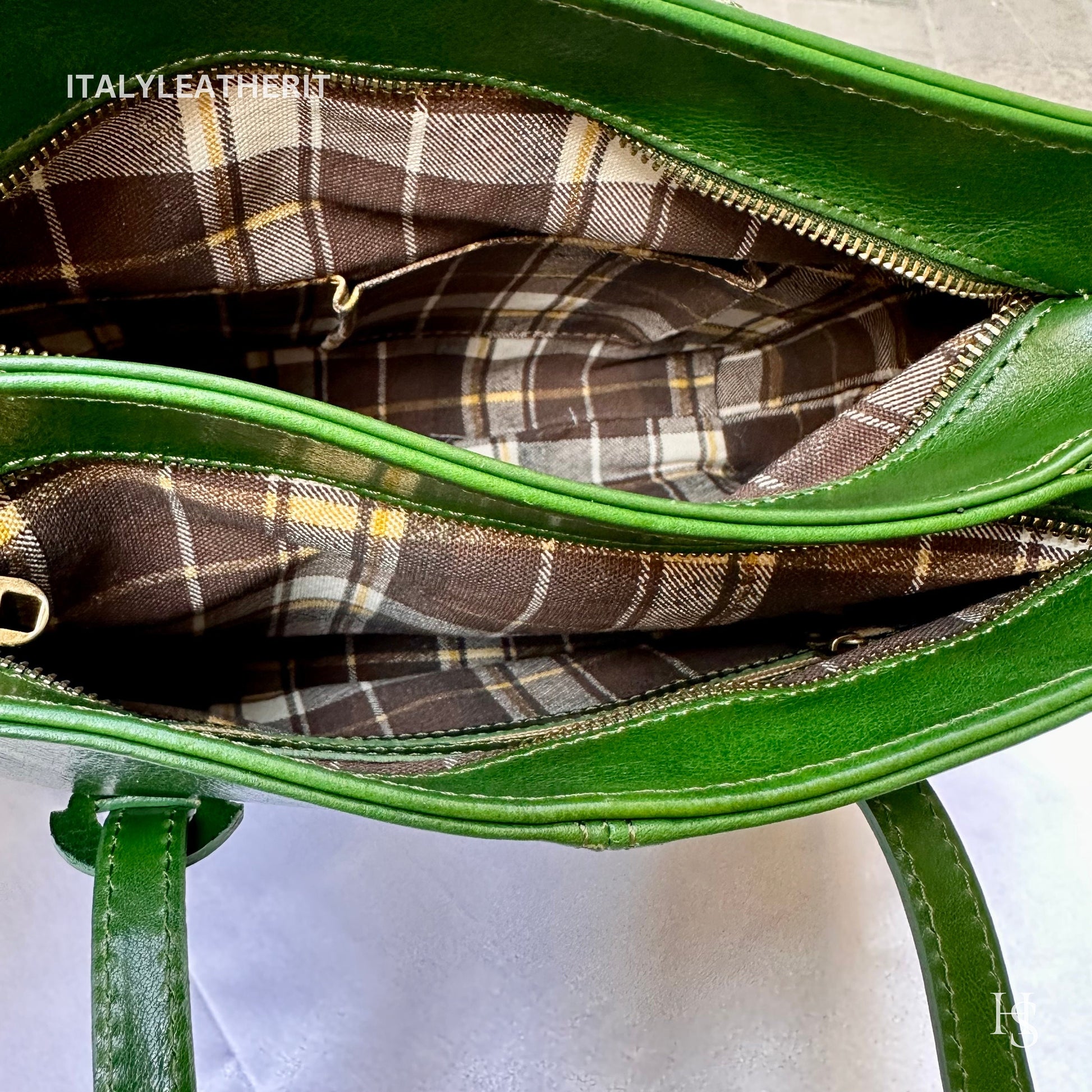 Italian Handmade Leather Bags For Women l Elegant Leather Tote From Florence, Made in Italy, Green Bag