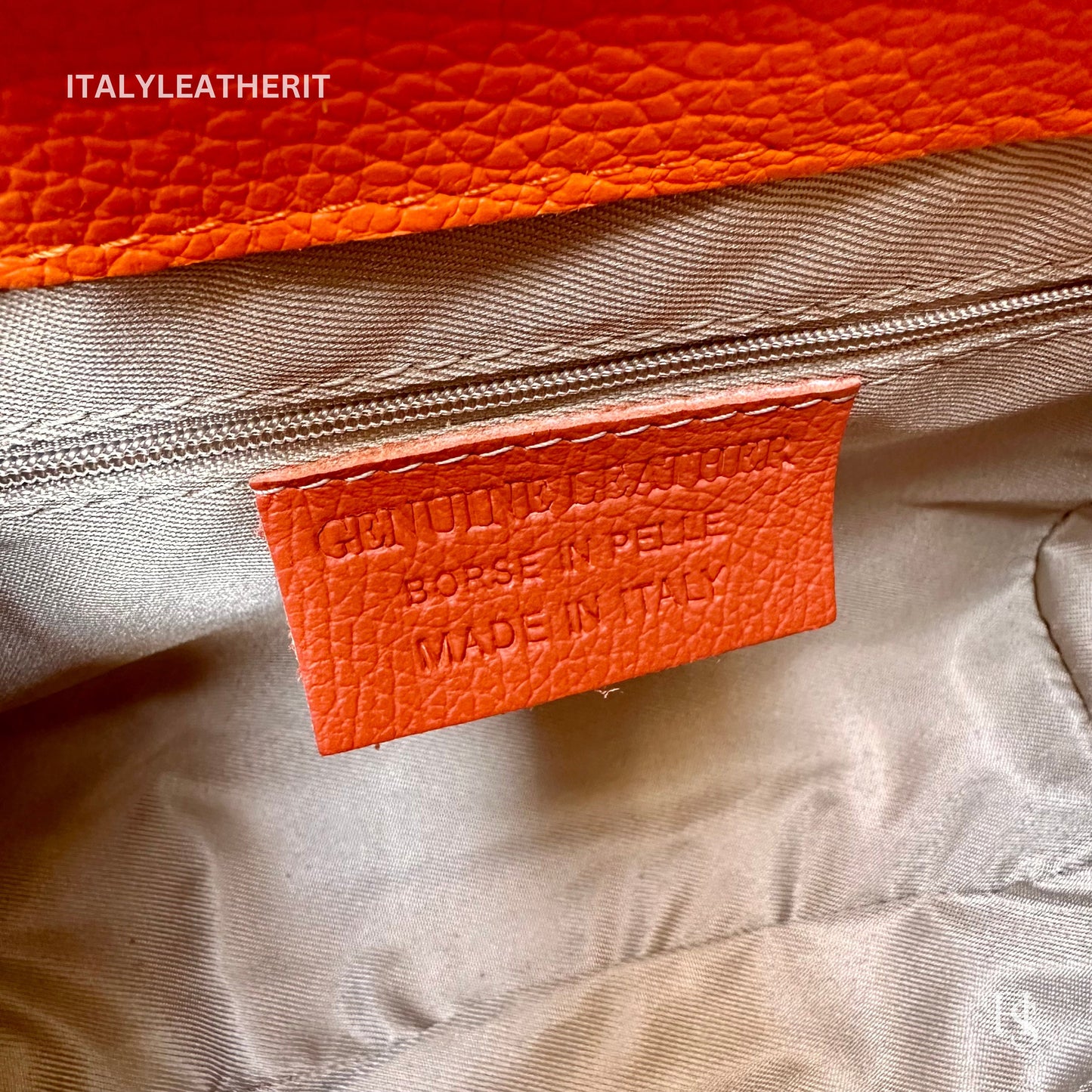 Italian Handmade Leather Bags For Women | Elegant Leather Tote From Florence | Orange Handcrafted Italian Leather Purses
