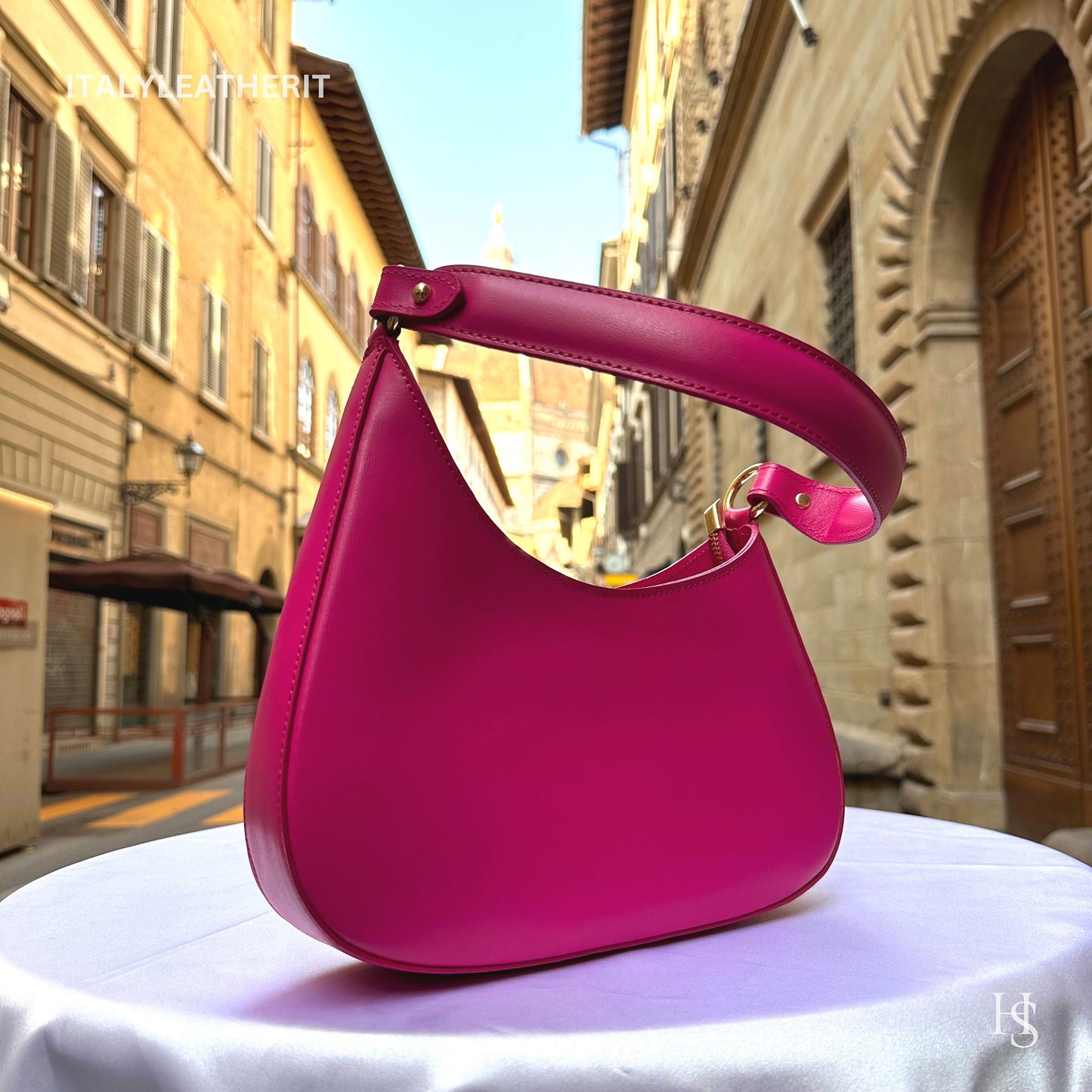 Italian Handmade Leather Bags For Women | Elegant Leather Tote From Florence | Pink Stylish Tote Bag