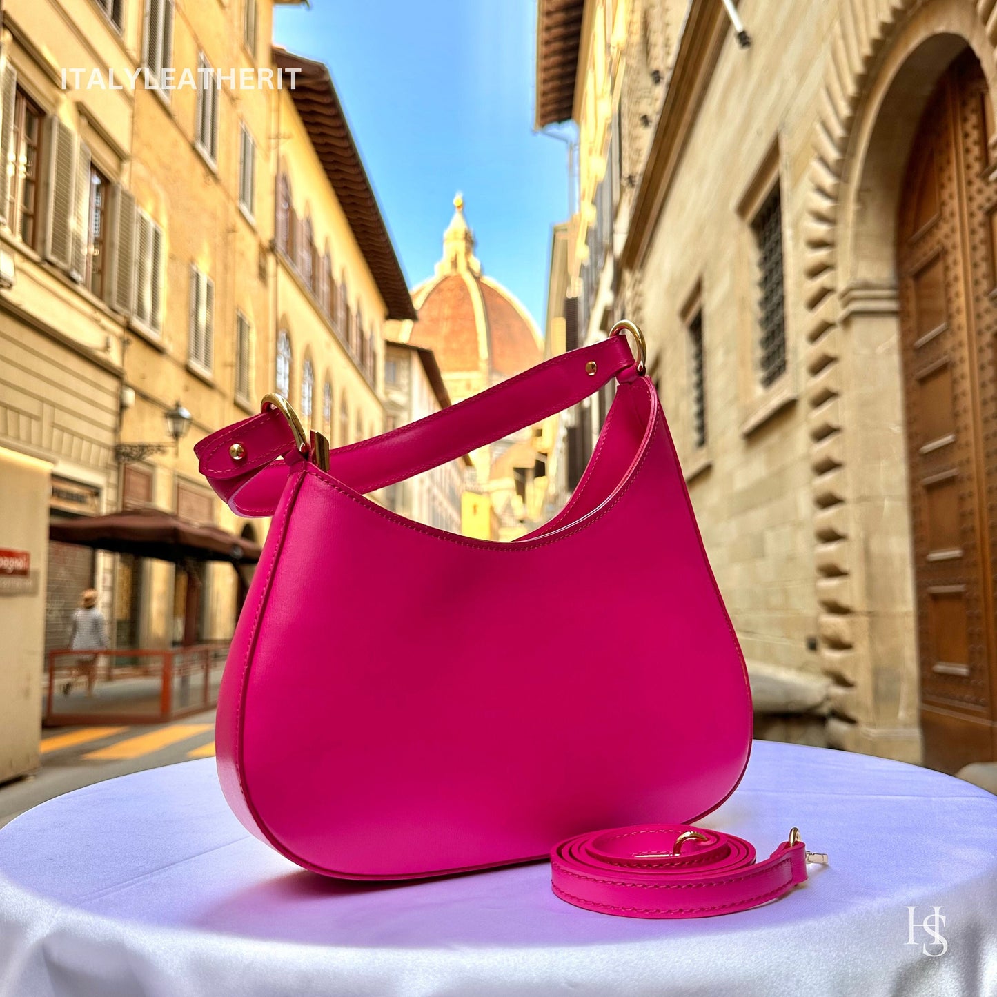 Italian Handmade Leather Bags For Women | Elegant Leather Tote From Florence | Pink Stylish Tote Bag