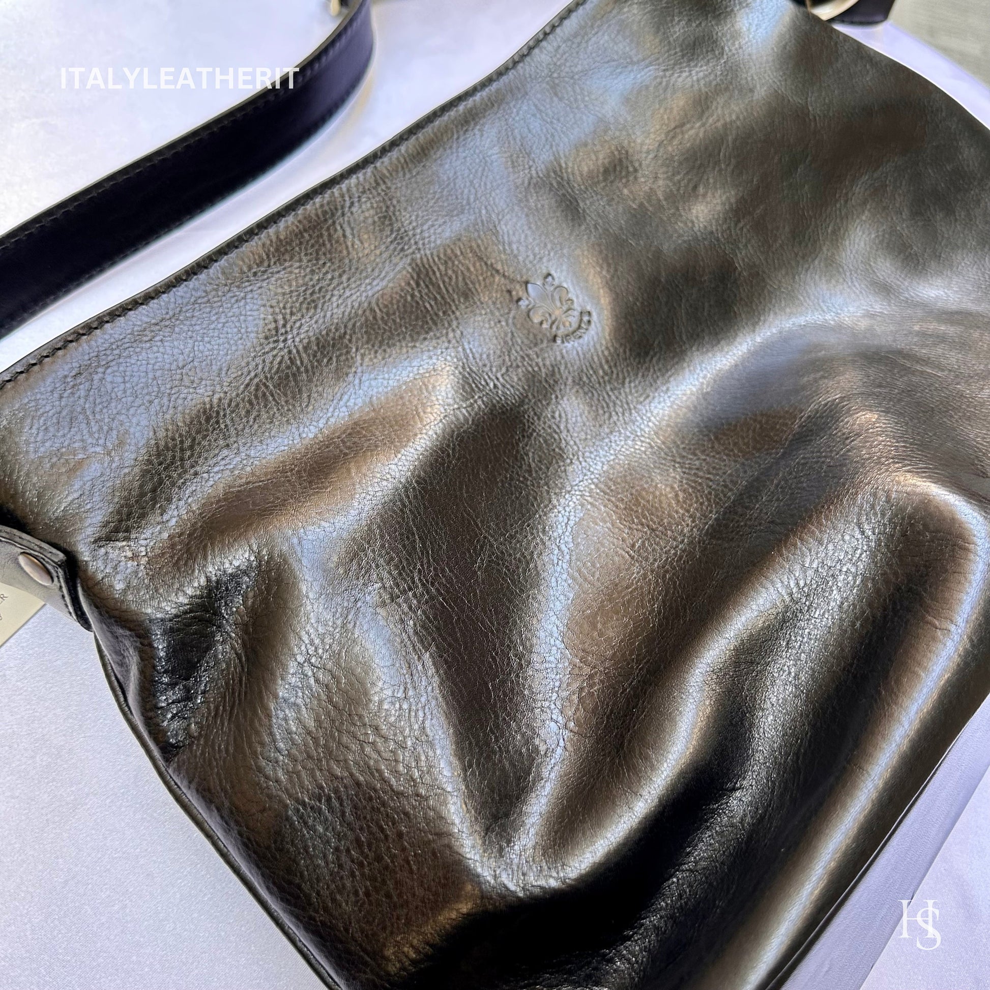Italian Handmade Leather Bags For Women l l Elegant Leather Tote From Florence, black shoulder bag