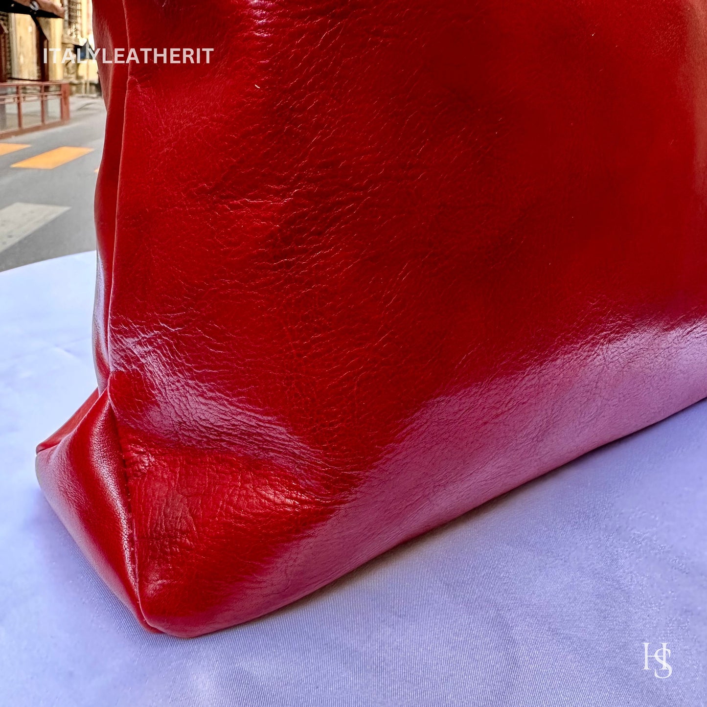 Italian Handmade Leather Bags For Woman l l Elegant Leather Tote From Florence, Red leather bag